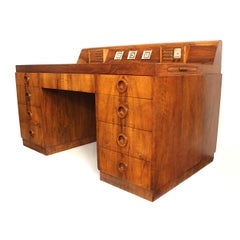 Important 1939 Walnut Art Deco Modern "Dashboard" Desk by Alexis De Sakhnoffsky