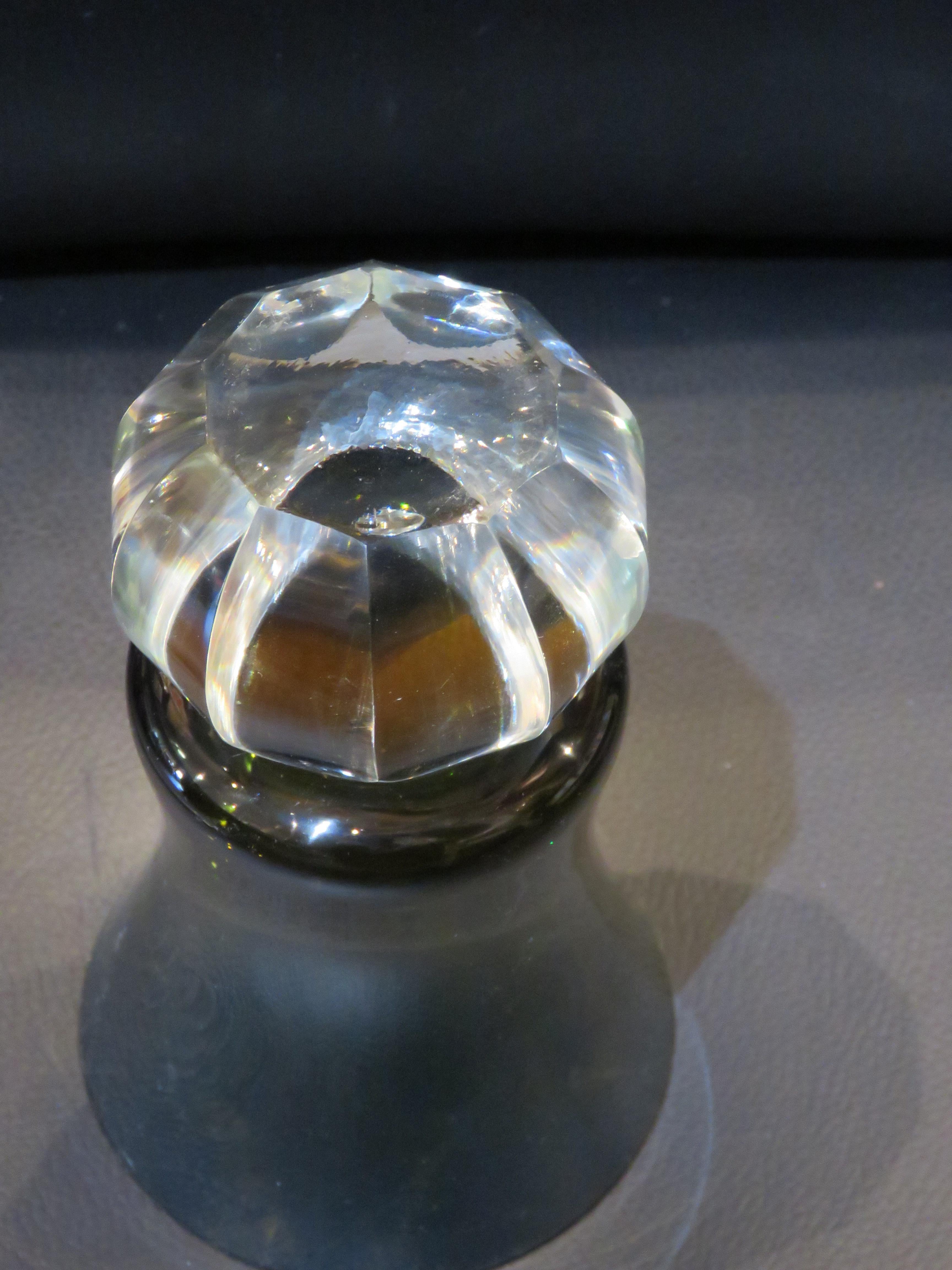 Vetro soffiato Importante vaso in vetro di Murano degli anni '30, dal cobalto all'arancione e al trasparente in vendita