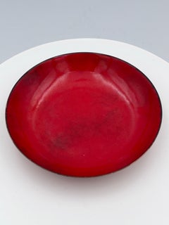 Important 1940's Jade Snow Wong Red Enamel on Copper Dish, Plate, or Catchall