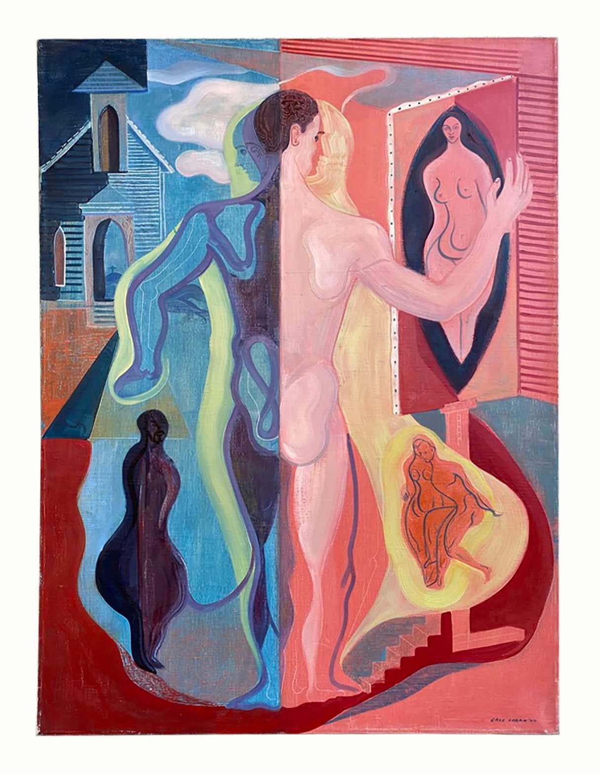 Wichtiges surrealistisches Öl auf Leinwand von Erle Loran aus dem Jahr 1944 im Angebot 5