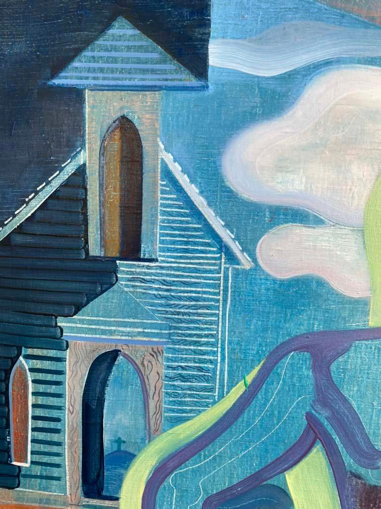 Wichtiges surrealistisches Öl auf Leinwand von Erle Loran aus dem Jahr 1944 (Handbemalt) im Angebot