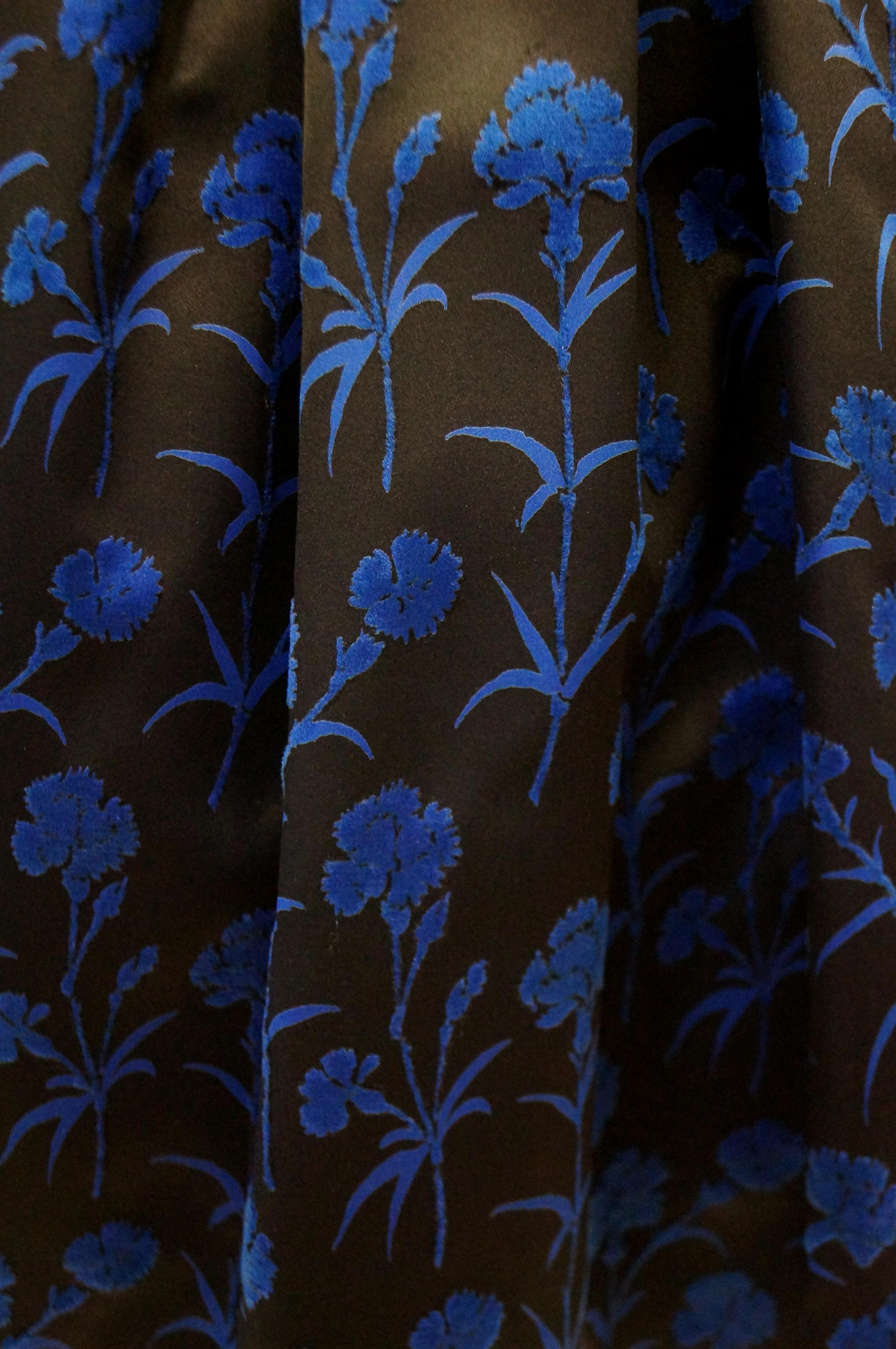 Important 1950s Christian Dior Couture Blue & Black Silk & Velvet New Look Dress For Sale 1