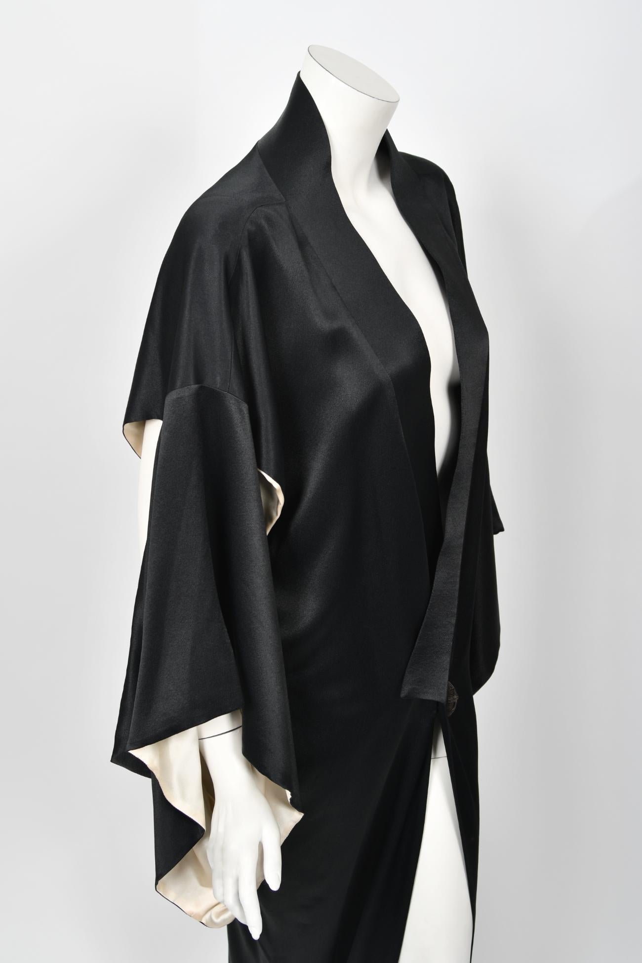 Important 1995 John Galliano Documented Runway Black Silk Draped Kimono Jacket  6