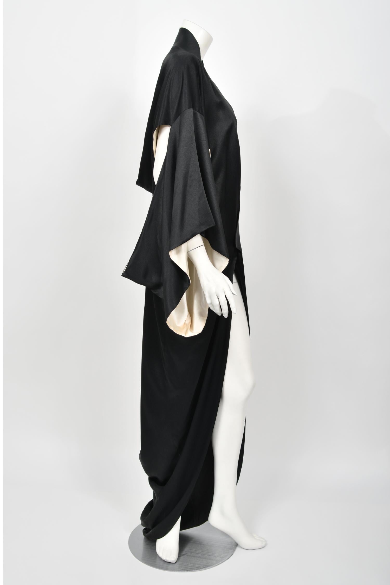 Important 1995 John Galliano Documented Runway Black Silk Draped Kimono Jacket  7