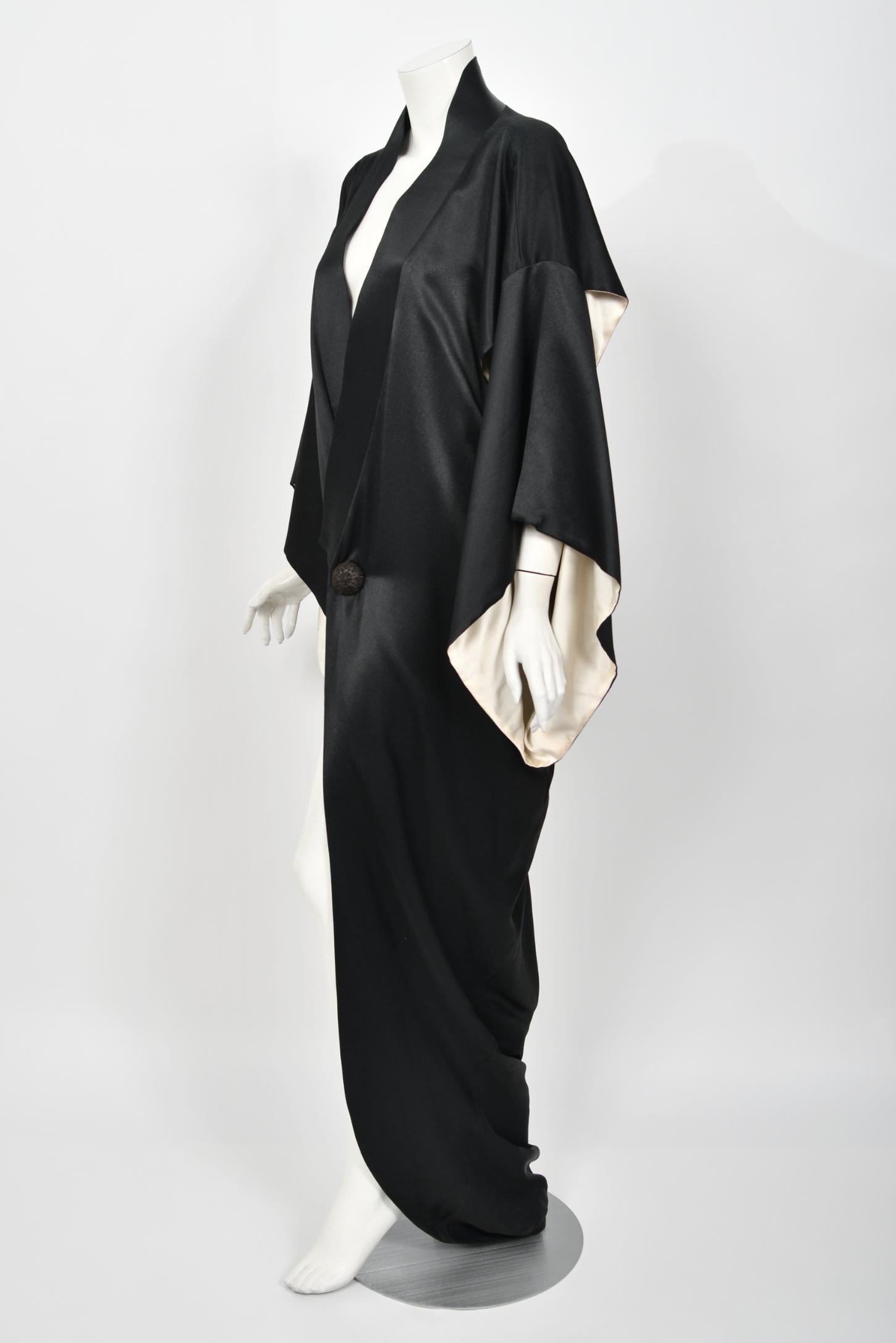 Important 1995 John Galliano Documented Runway Black Silk Draped Kimono Jacket  11