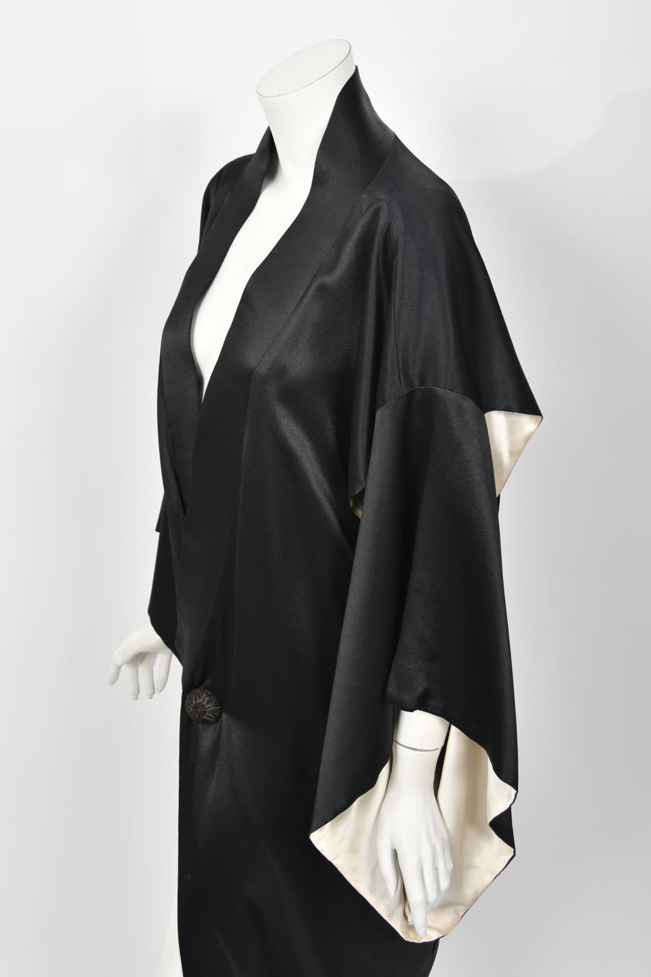 Important 1995 John Galliano Documented Runway Black Silk Draped Kimono Jacket  12