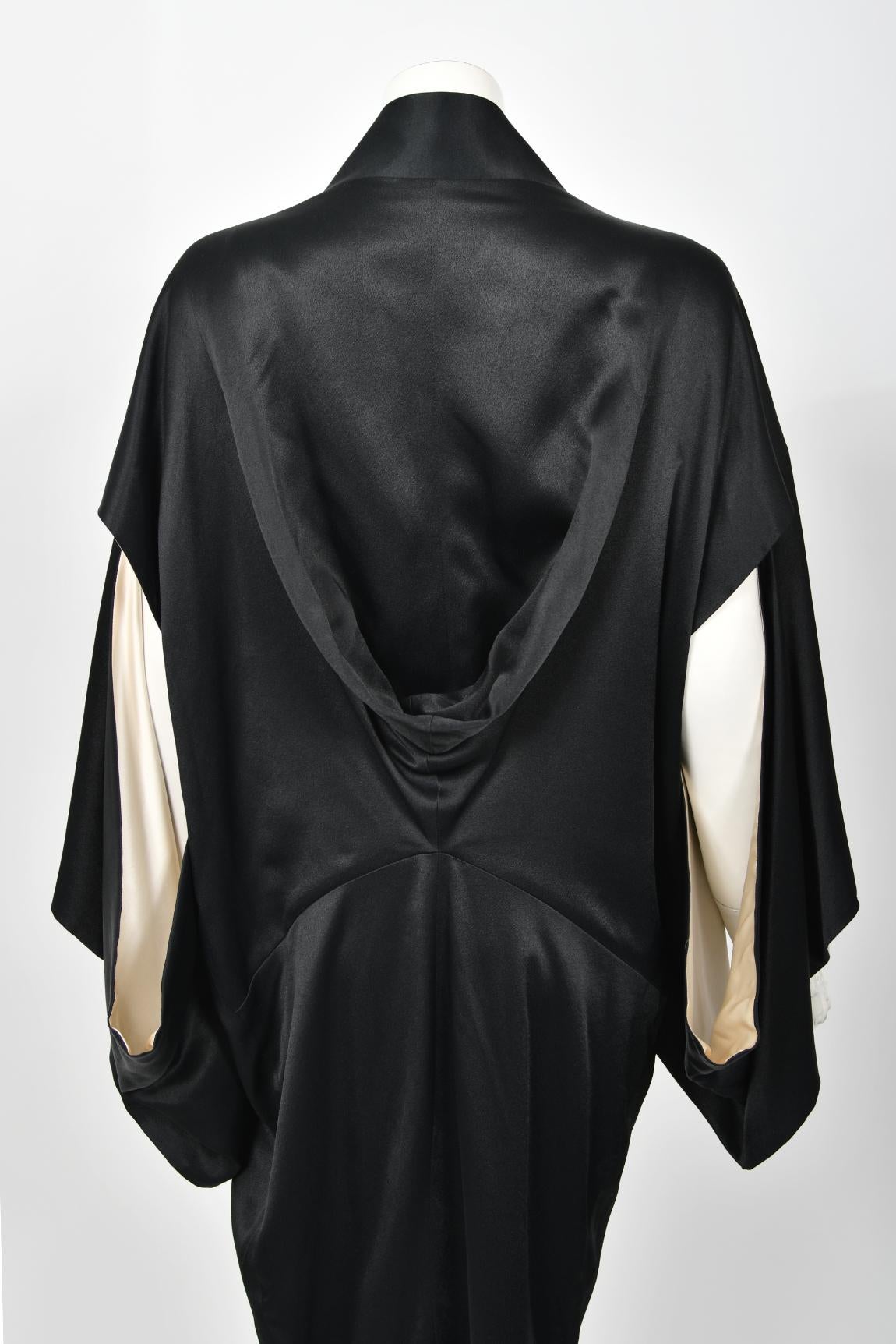 Important 1995 John Galliano Documented Runway Black Silk Draped Kimono Jacket  15