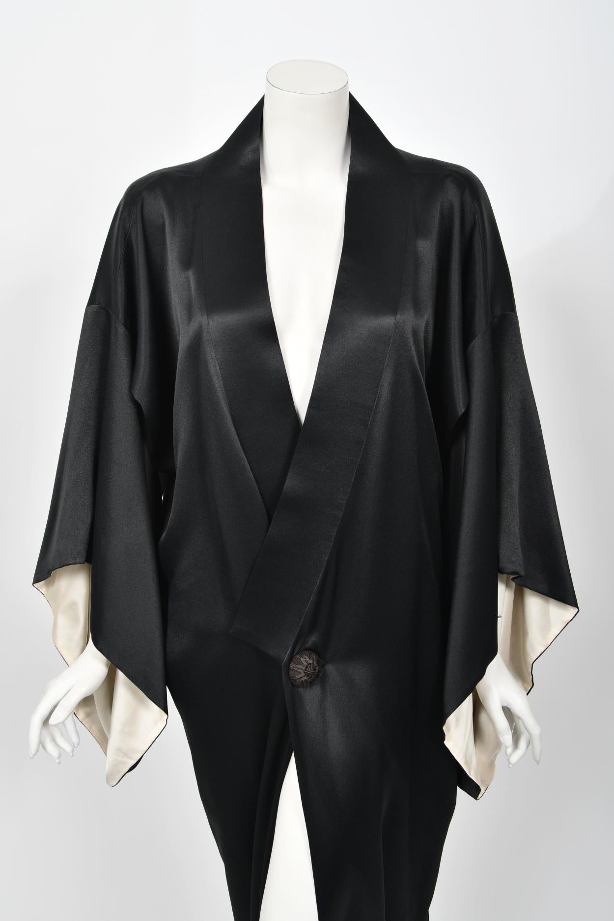 Important 1995 John Galliano Documented Runway Black Silk Draped Kimono Jacket  3