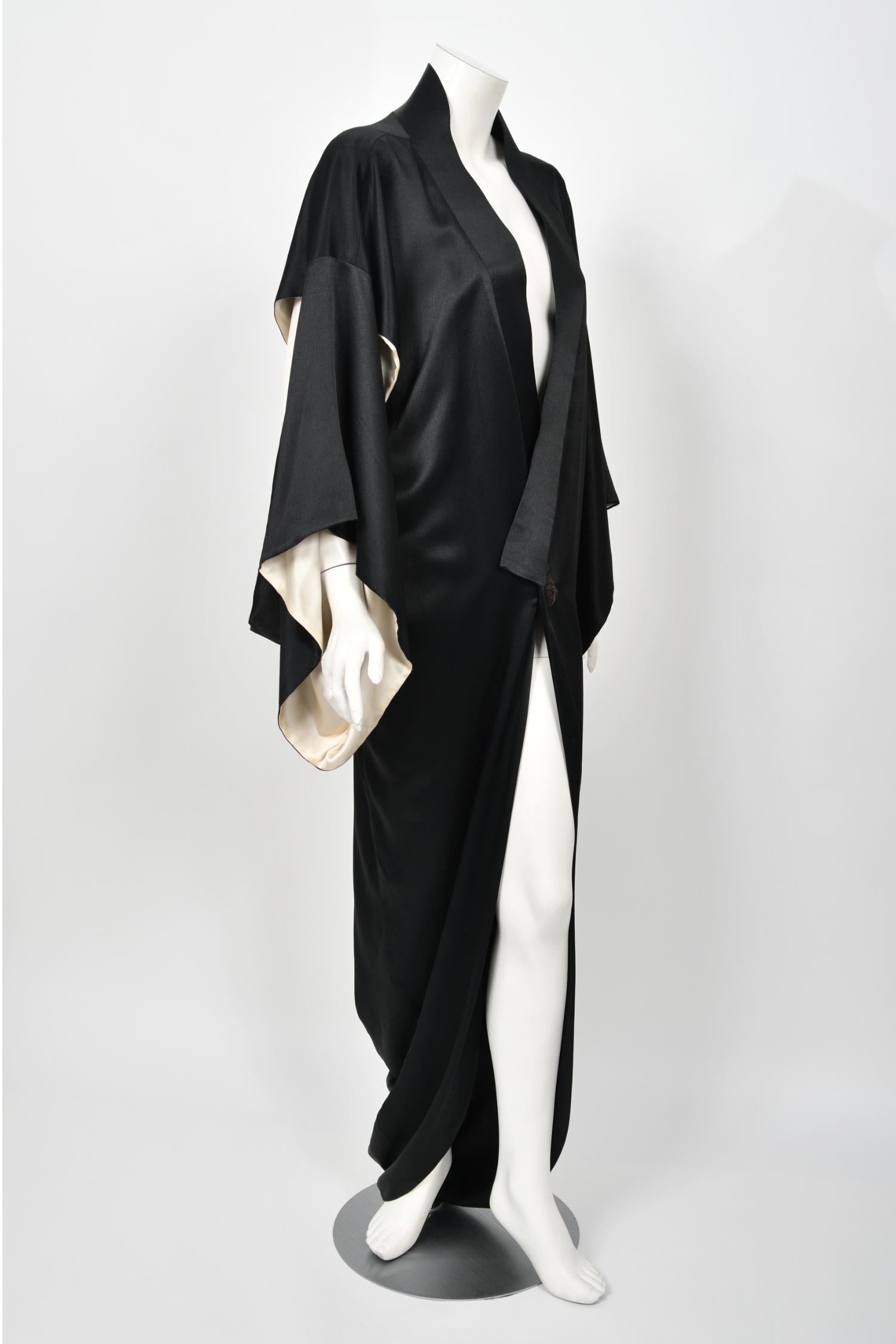 Important 1995 John Galliano Documented Runway Black Silk Draped Kimono Jacket  4