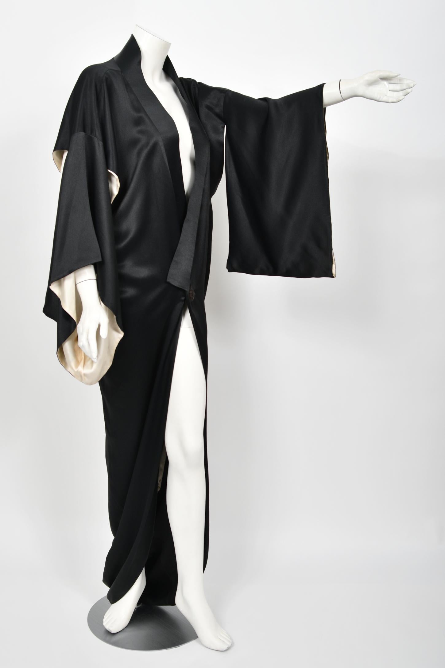Important 1995 John Galliano Documented Runway Black Silk Draped Kimono Jacket  5