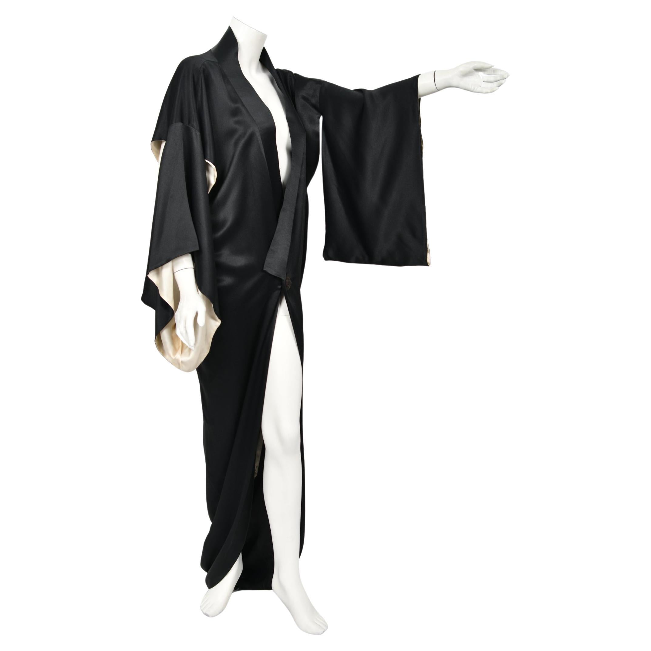 Important 1995 John Galliano Documented Runway Black Silk Draped Kimono Jacket 