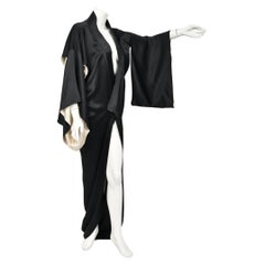 Retro Important 1995 John Galliano Documented Runway Black Silk Draped Kimono Jacket 