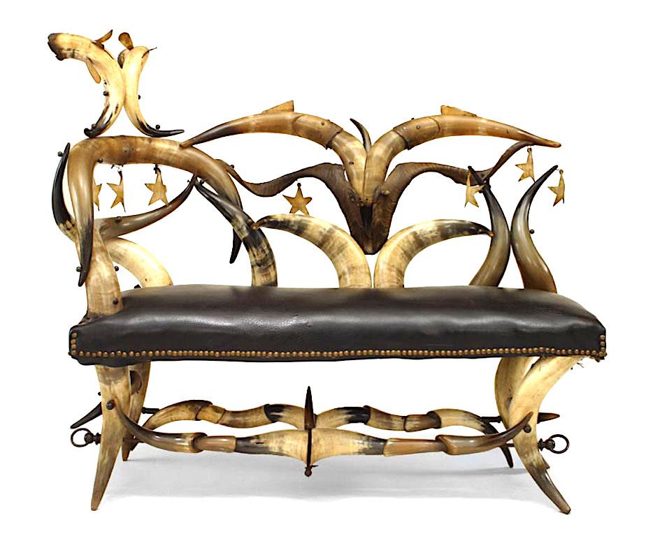 Rustic American Victorian Horn Chaise In Good Condition For Sale In New York, NY
