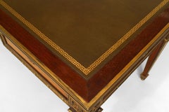 French Louis XVI Style Mahogany Table Desk with Leather Top