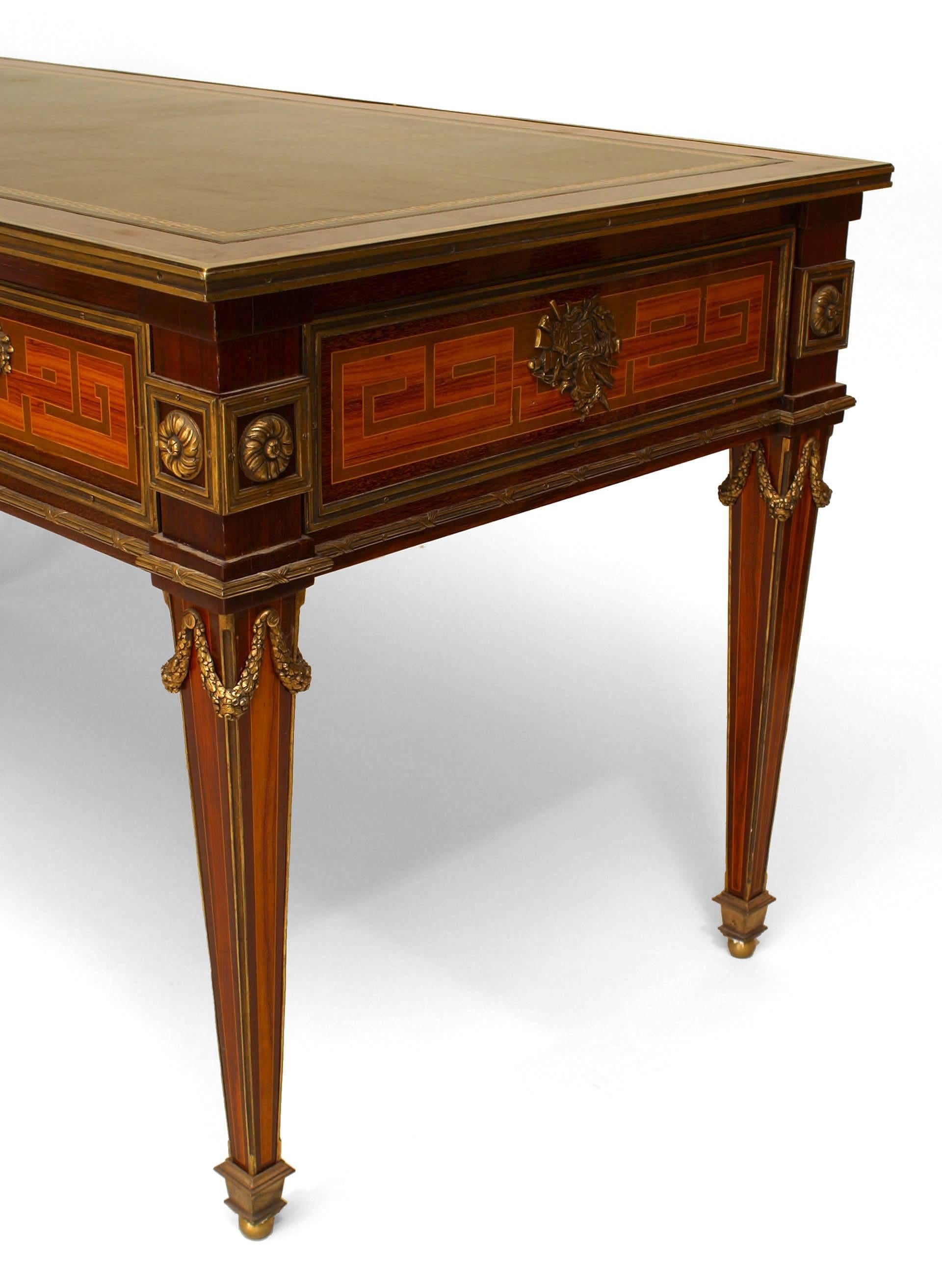 English French Louis XVI Style Mahogany Table Desk with Leather Top For Sale