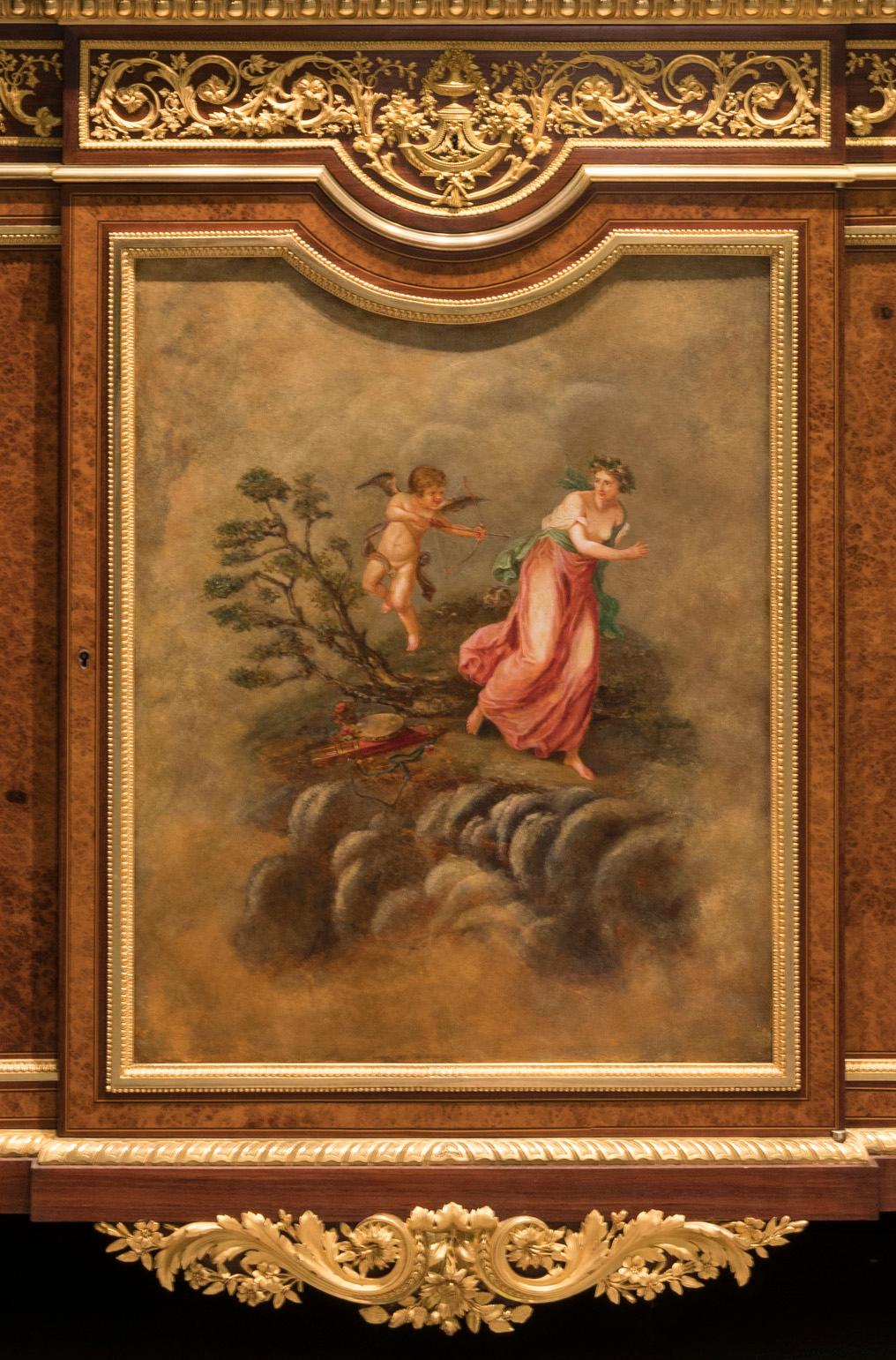 Bedeutender Amboyna- und lila Herzschrank von Henry Dasson aus Paris, 19. Jahrhundert (Französisch) im Angebot