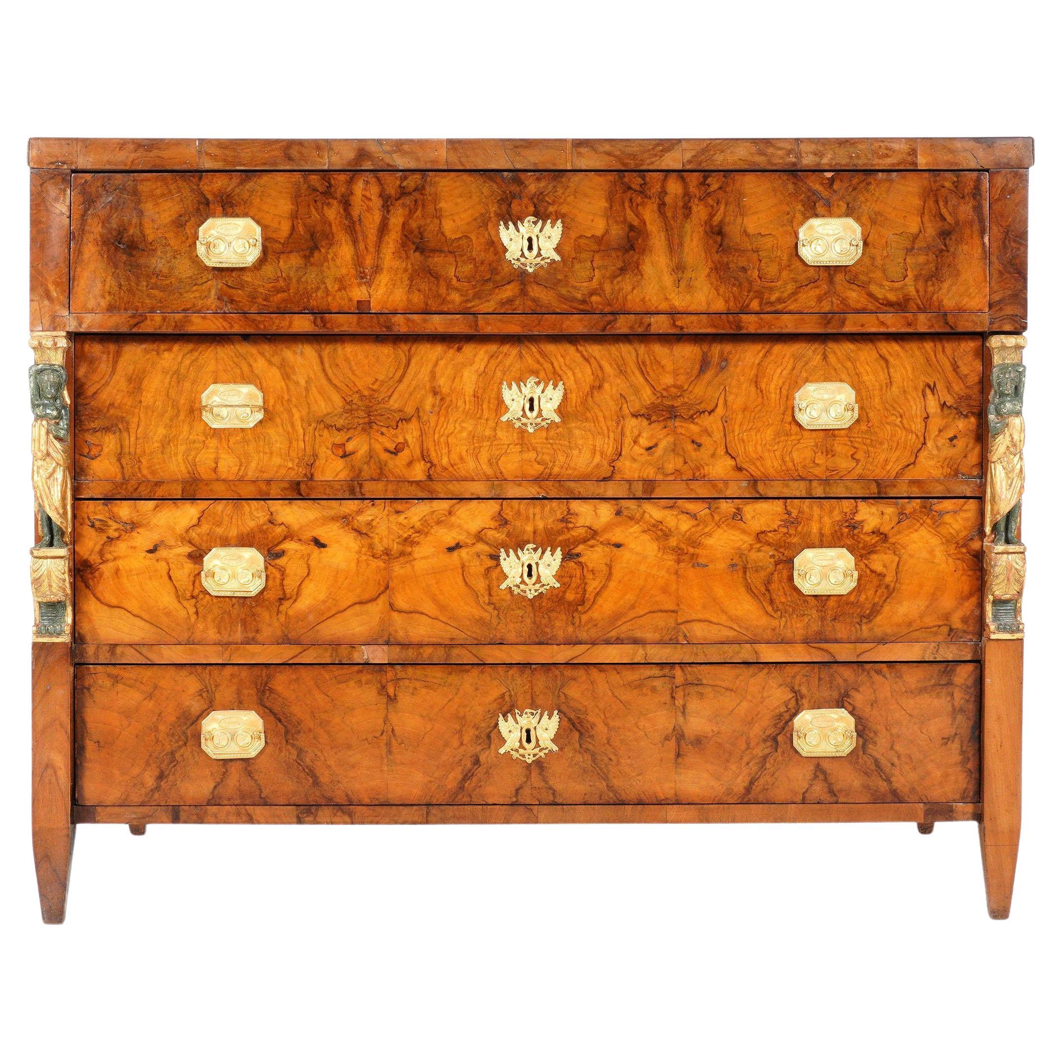 Important 19th Century Austrian Hapsburg Family Mahogany 
Walnut Chest en vente