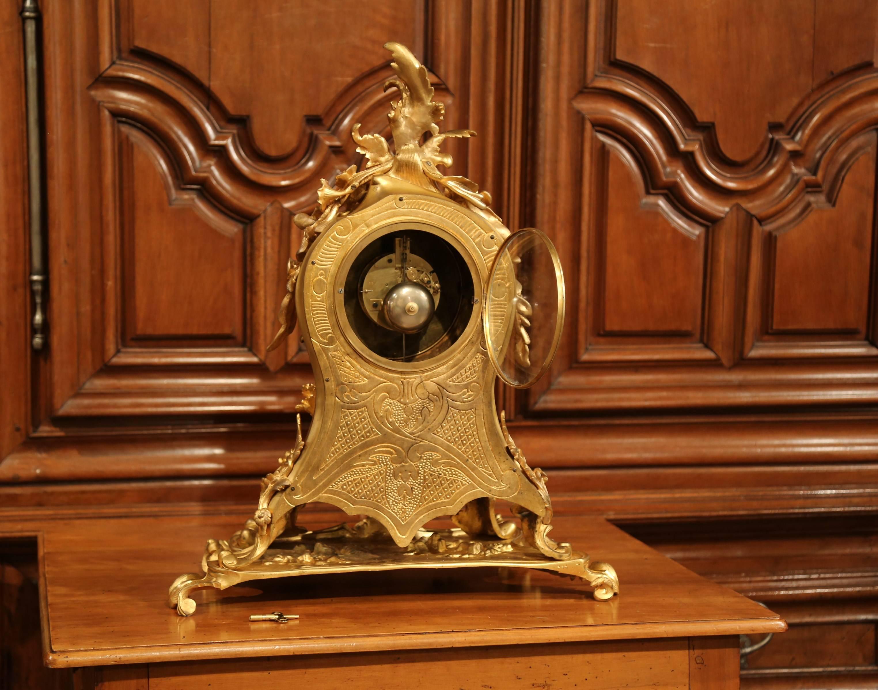 Important 19th Century French Louis XV Bronze Dore Mantel Clock from Paris 5