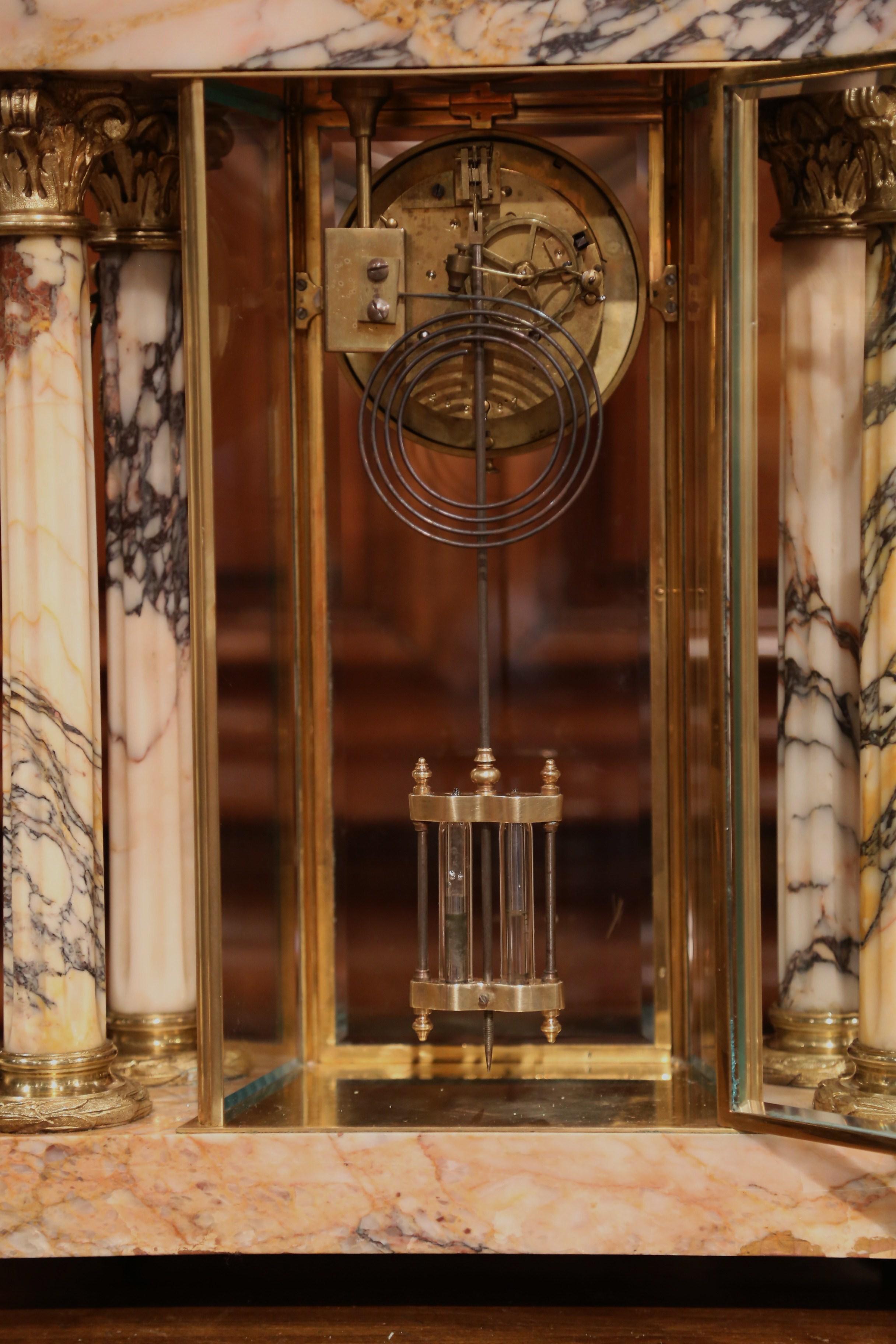 Important 19th Century French Marble and Bronze Mantel Clock with Cassolettes 7