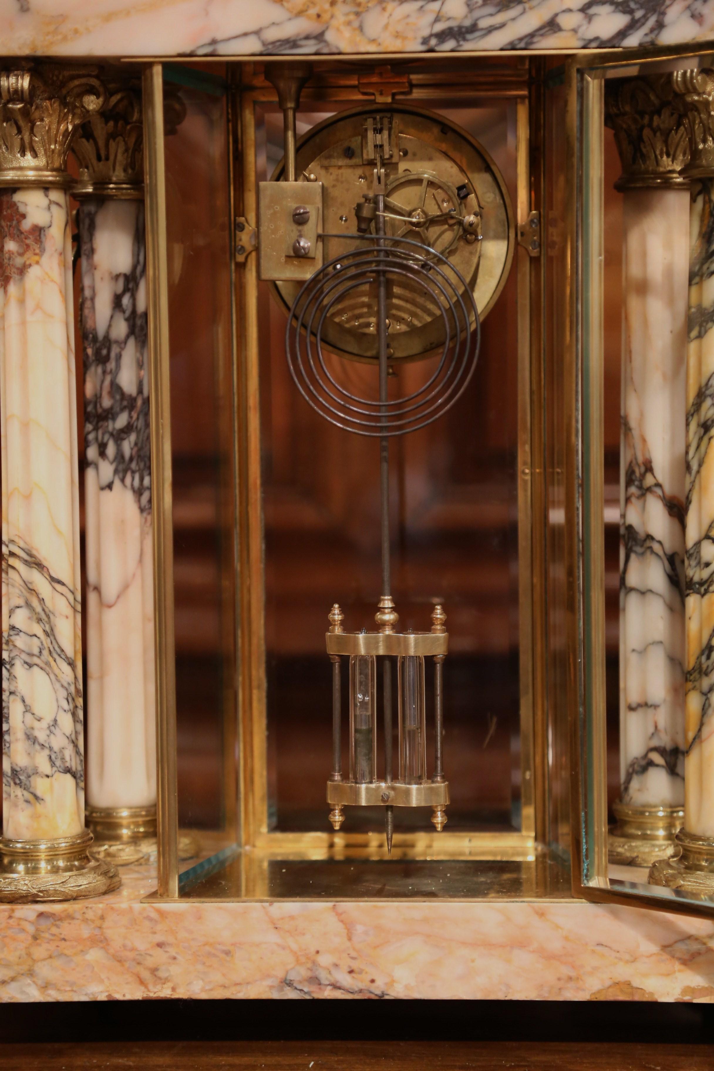 Important 19th Century French Marble and Bronze Mantel Clock with Cassolettes 8