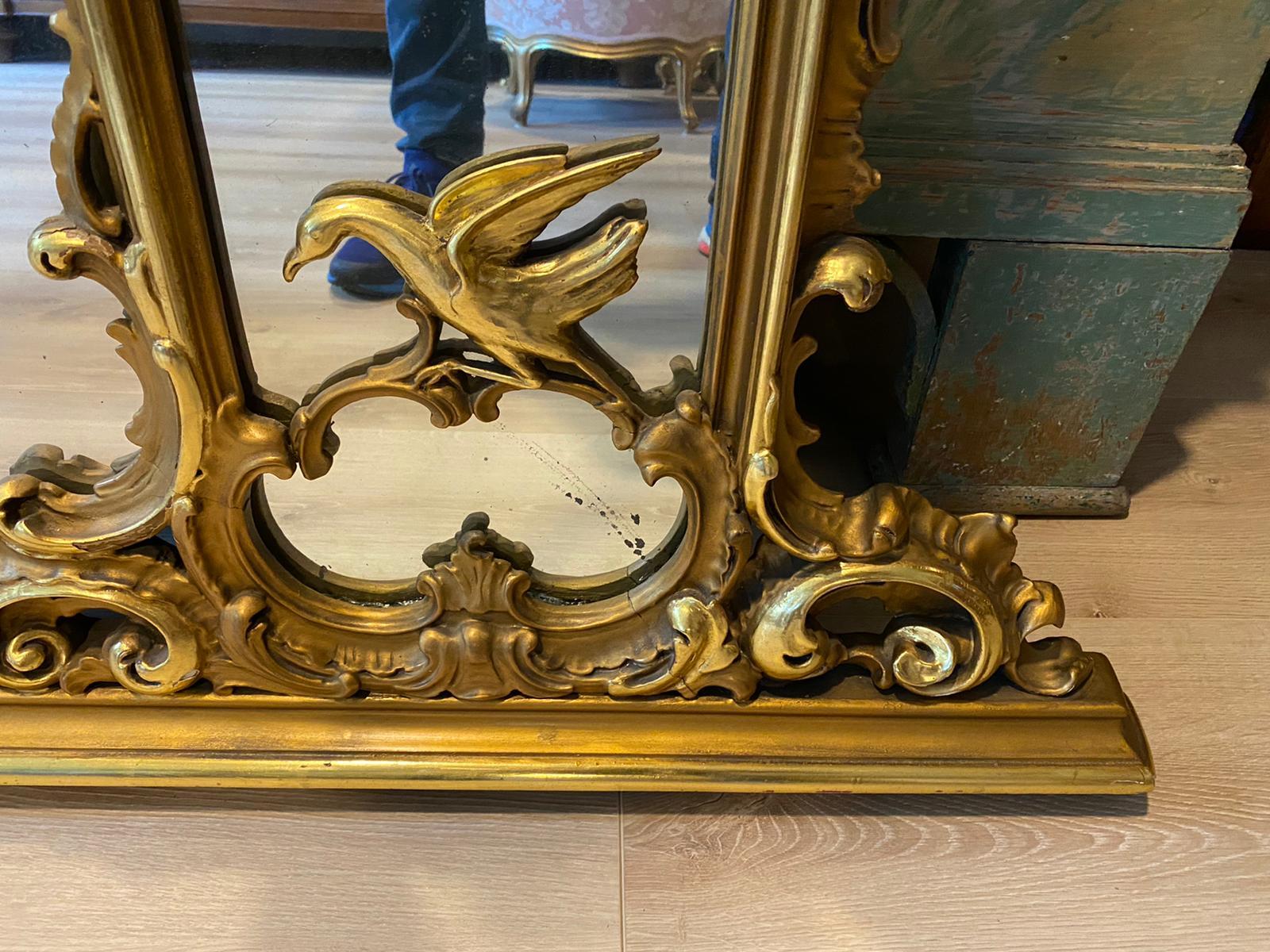 Important 19th Century French Mirror Console with Italian Marble For Sale 6