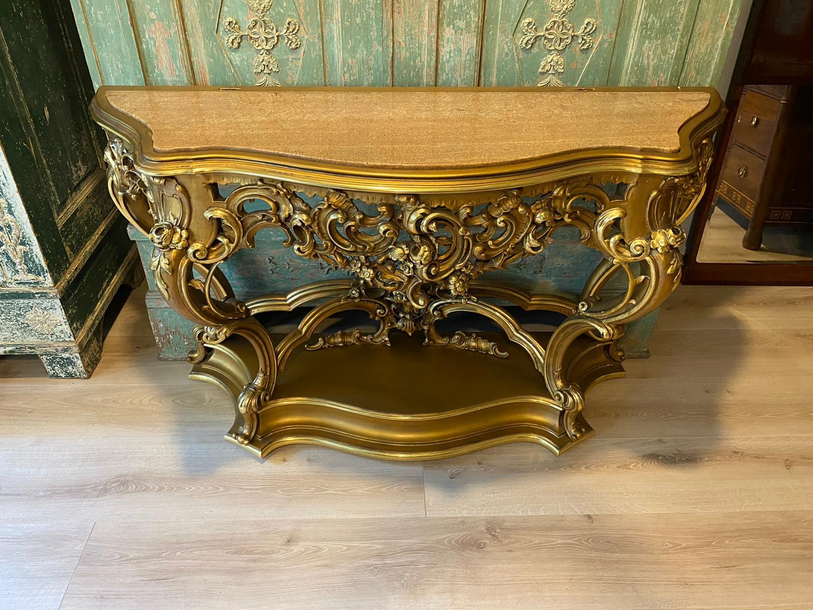 Important 19th century French mirror console with marble
Measures :console: 145cm x 90cm high
Mirror measures: 192cm x 130cm
In total, the console and mirror have a height of 282cm
Good original condition
Provenance: Roman family
If you need