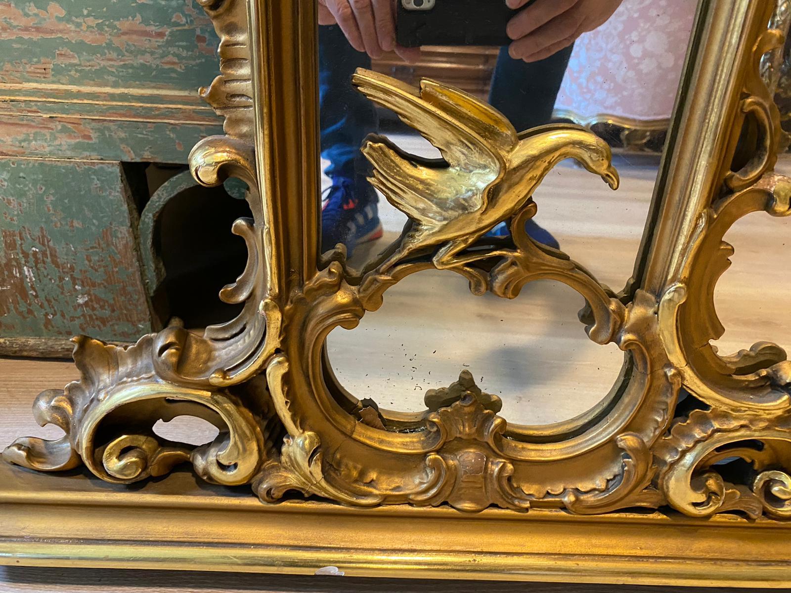 Important 19th Century French Mirror Console with Italian Marble For Sale 1