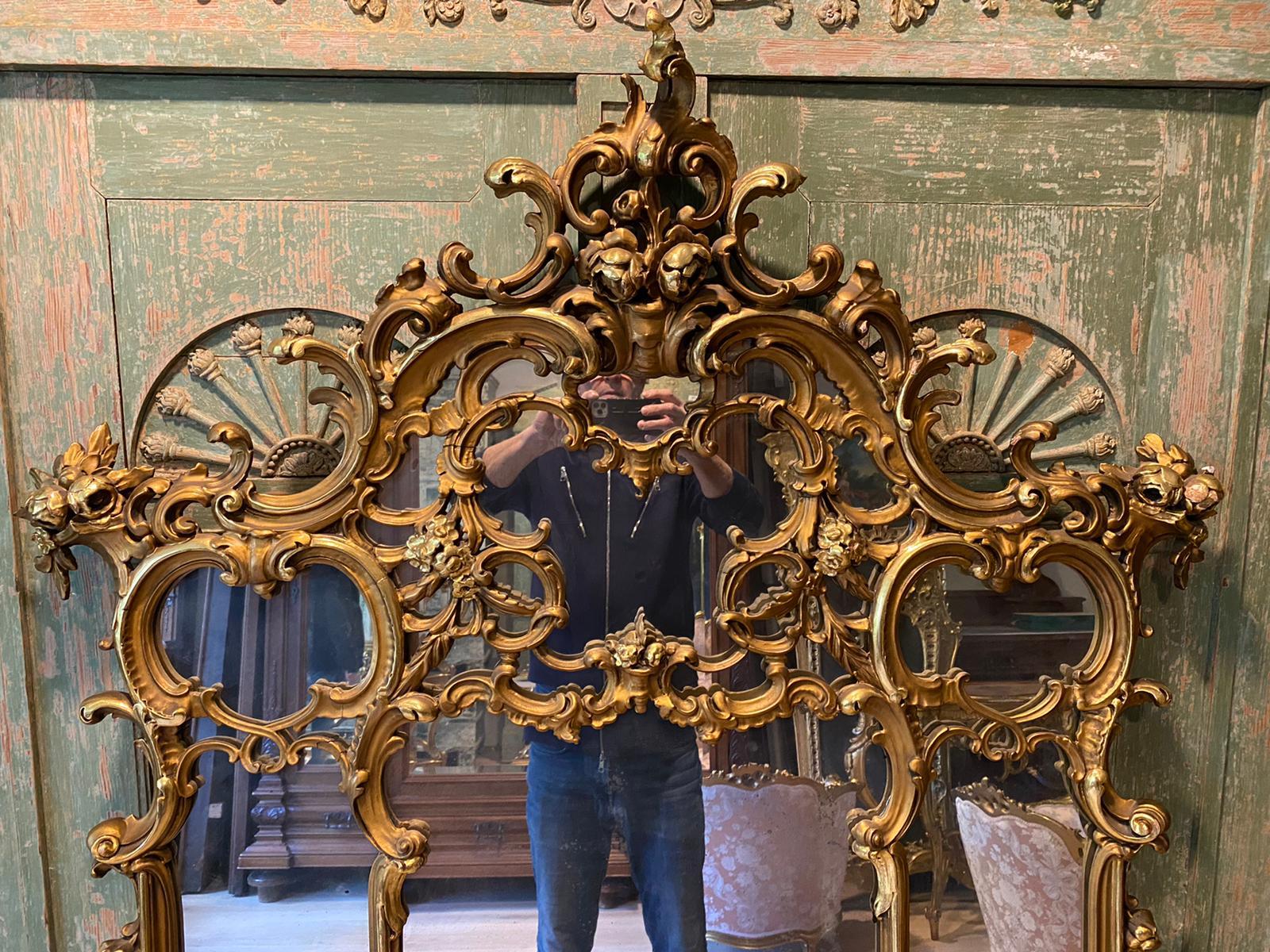Important 19th Century French Mirror Console with Italian Marble For Sale 3