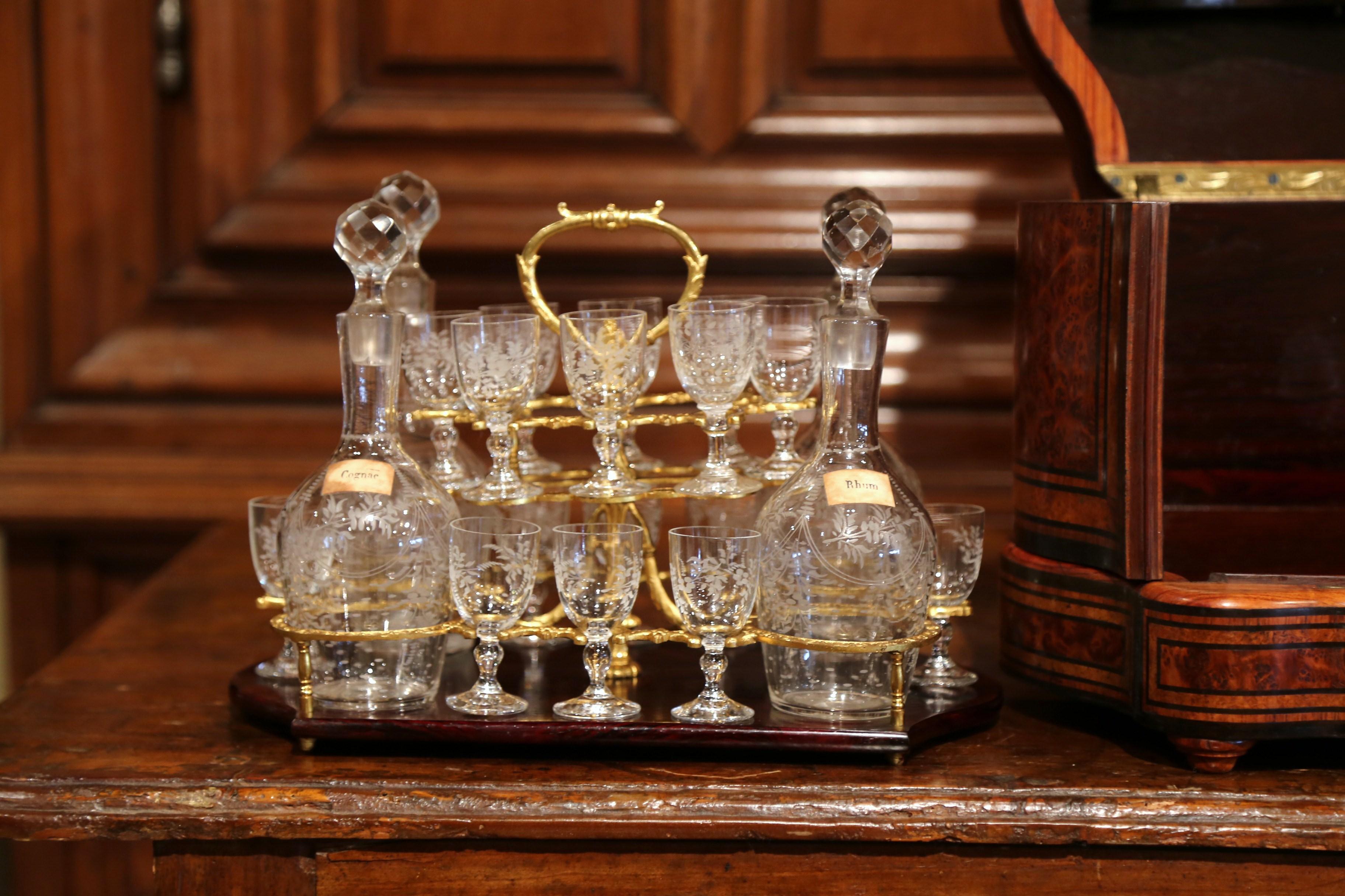 Important 19th Century French Napoleon III Walnut & Burl Cave a Liqueur Tantalus 3