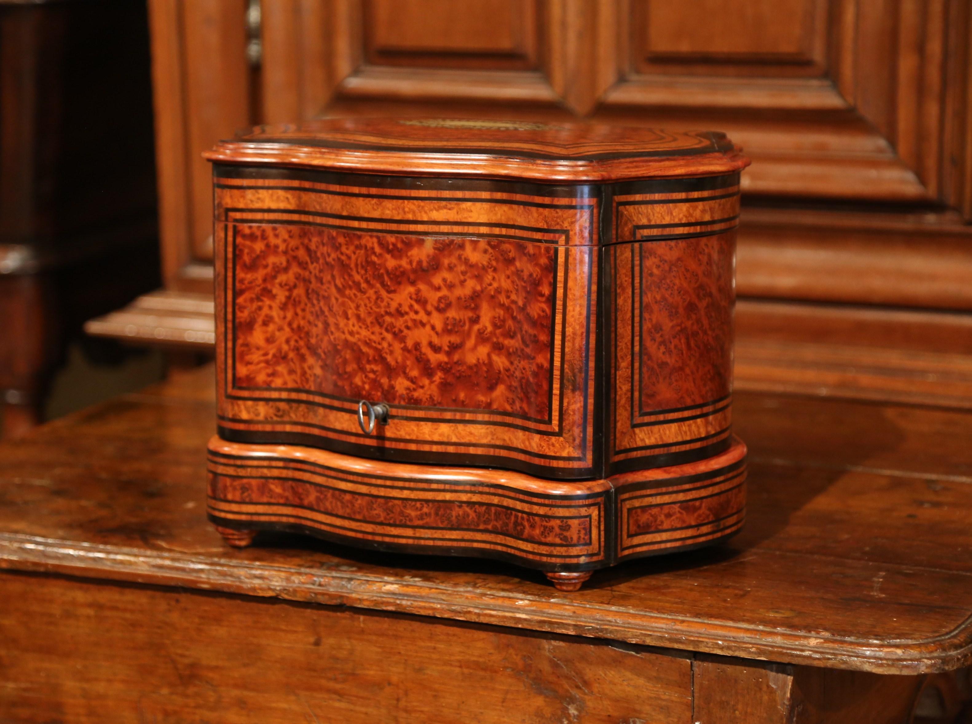 Brass Important 19th Century French Napoleon III Walnut & Burl Cave a Liqueur Tantalus