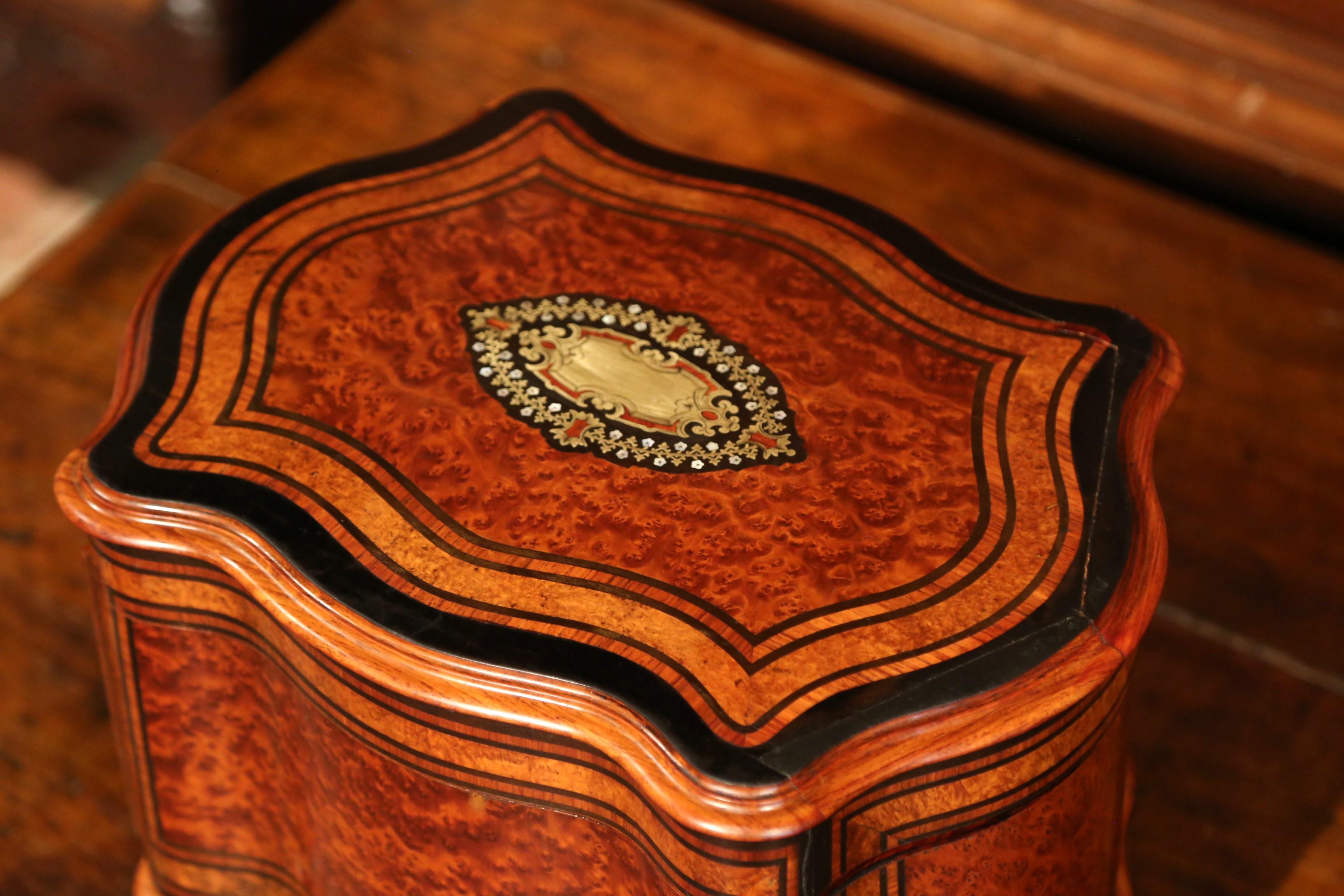 Important 19th Century French Napoleon III Walnut & Burl Cave a Liqueur Tantalus 1