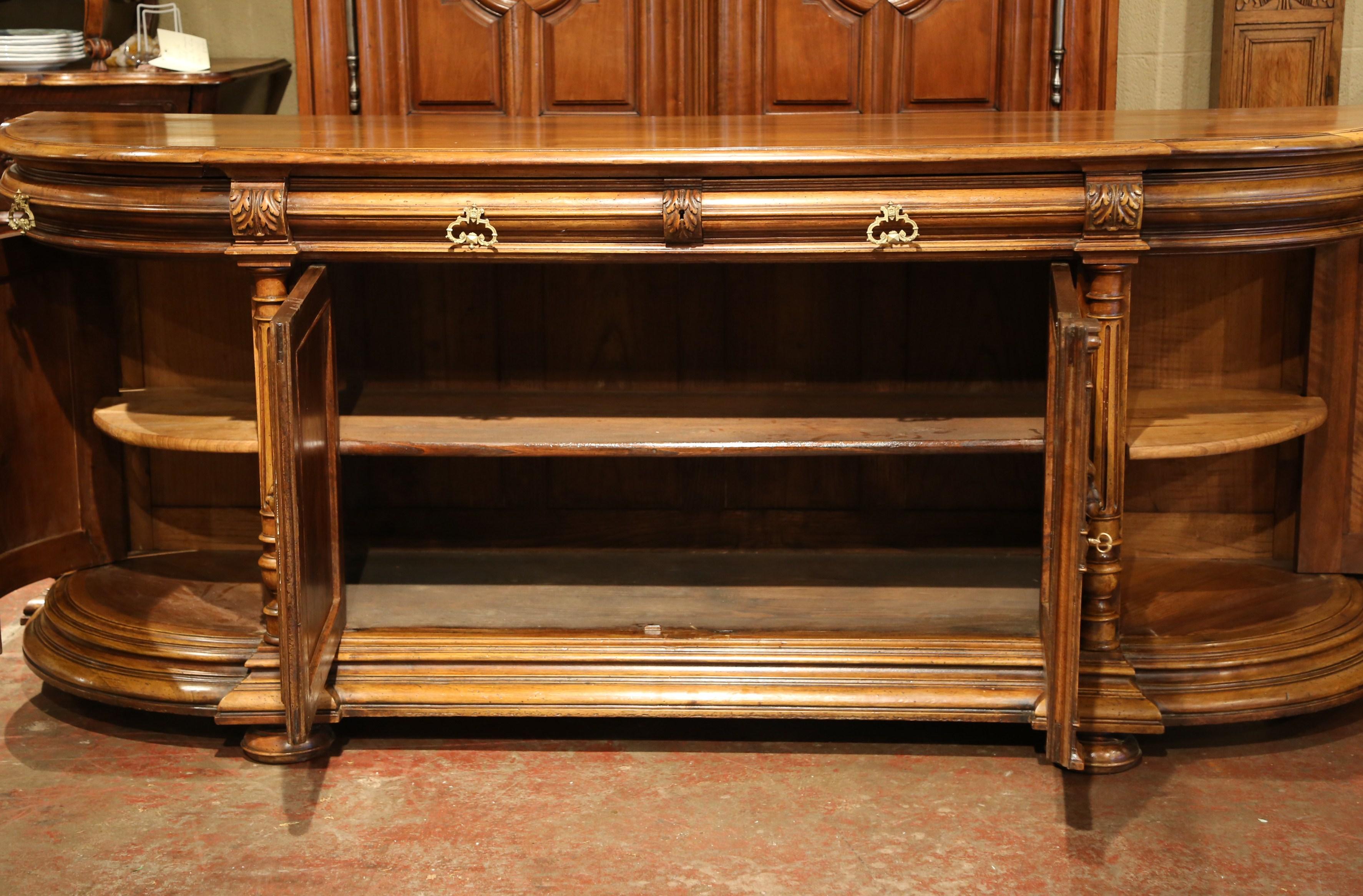 Important 19th Century French Walnut Four-Door Buffet with Carved Medallions 3