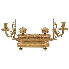 Important 19th Century Gilded Bronze Inkwell