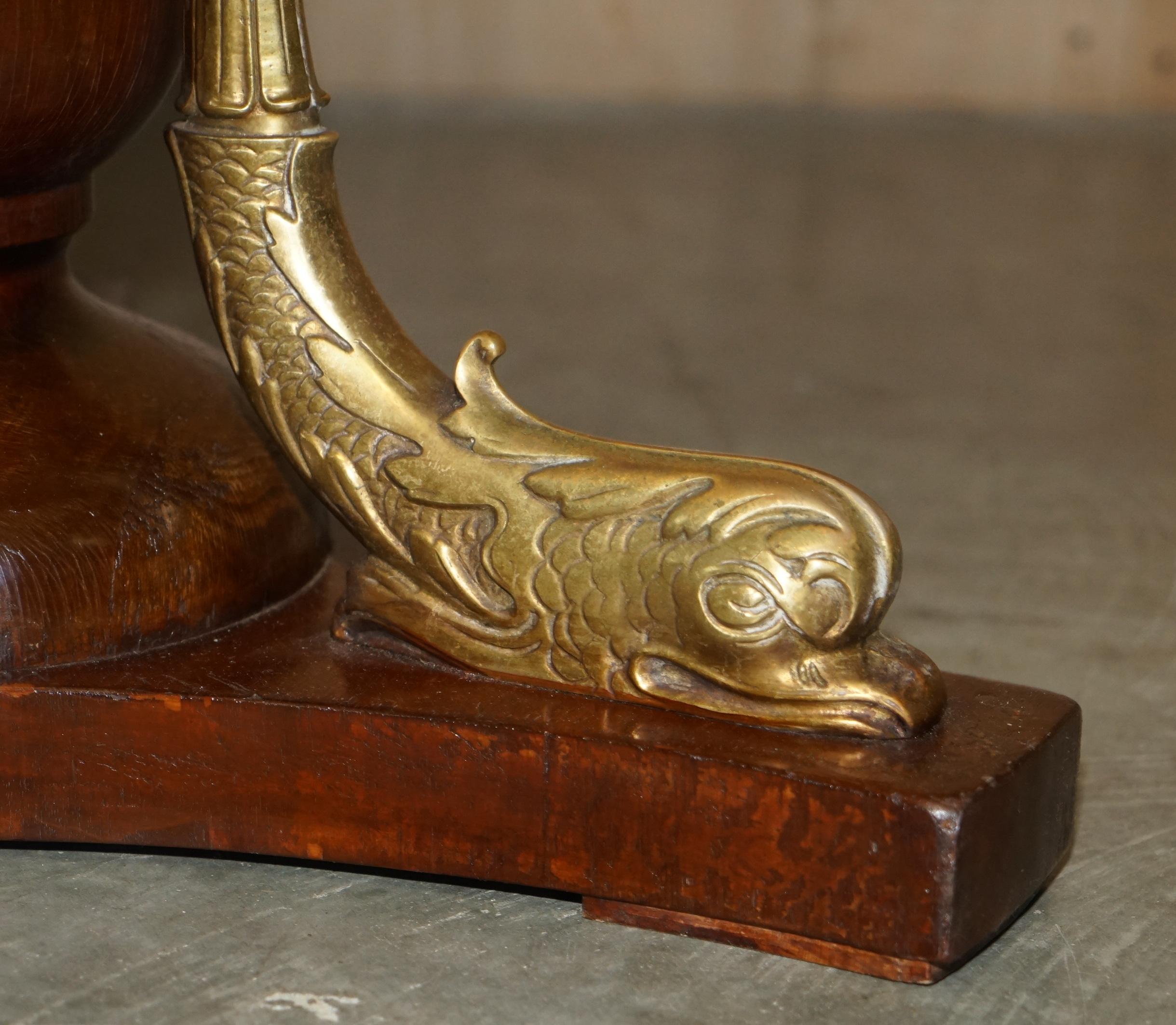 Important 19th Century Gilt Brass Dolphin Italian Carrara Marble Centre Table For Sale 5