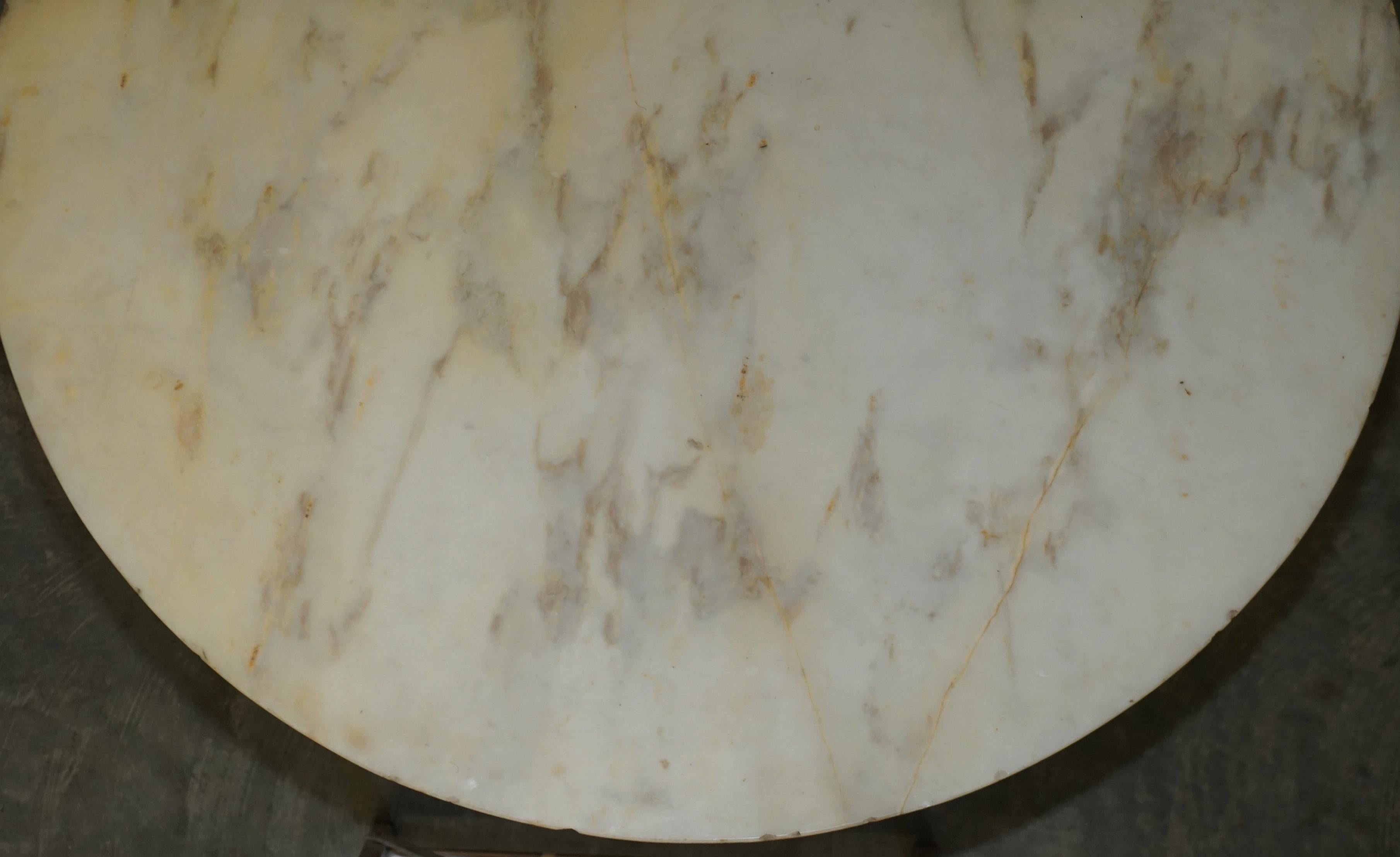 Important 19th Century Gilt Brass Dolphin Italian Carrara Marble Centre Table For Sale 8