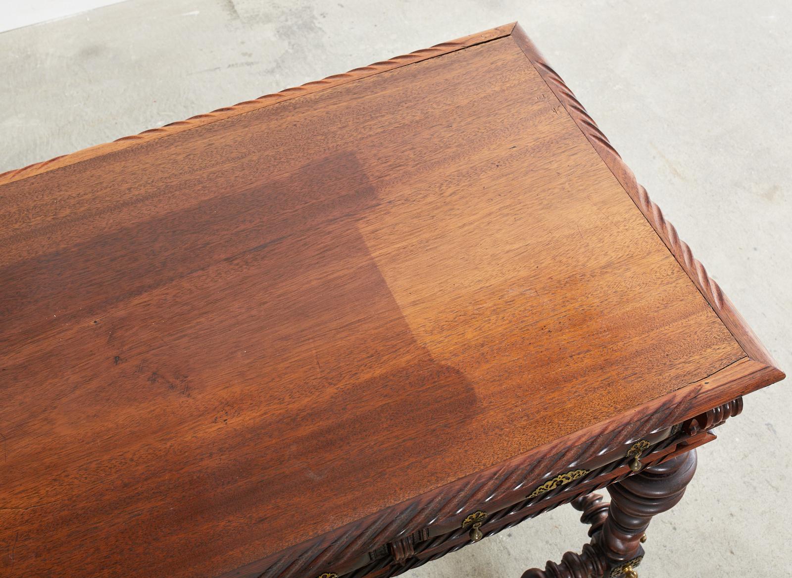Important 19th Century Portuguese Baroque Style Mahogany Library Table 9