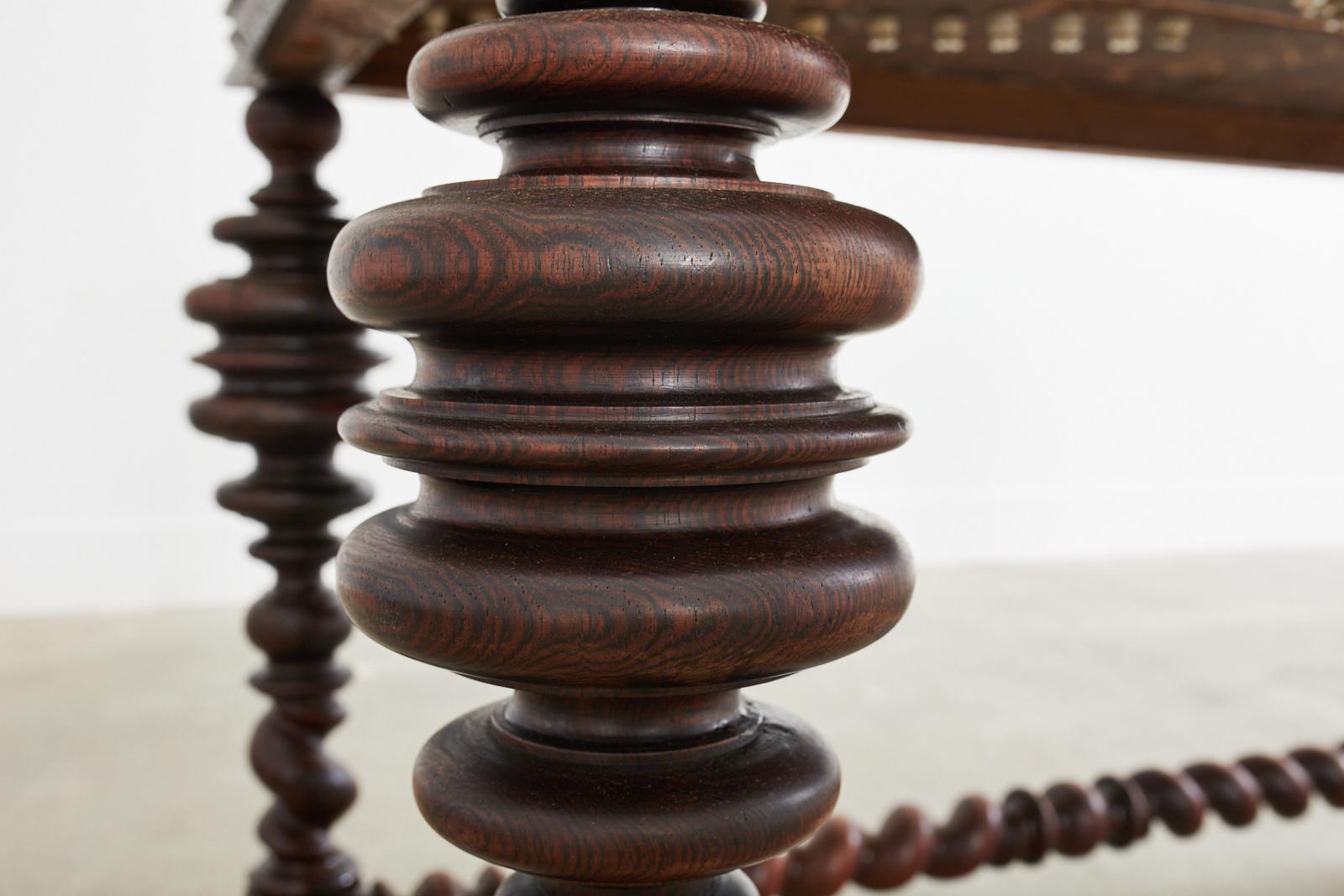 Important 19th Century Portuguese Baroque Style Mahogany Library Table 14