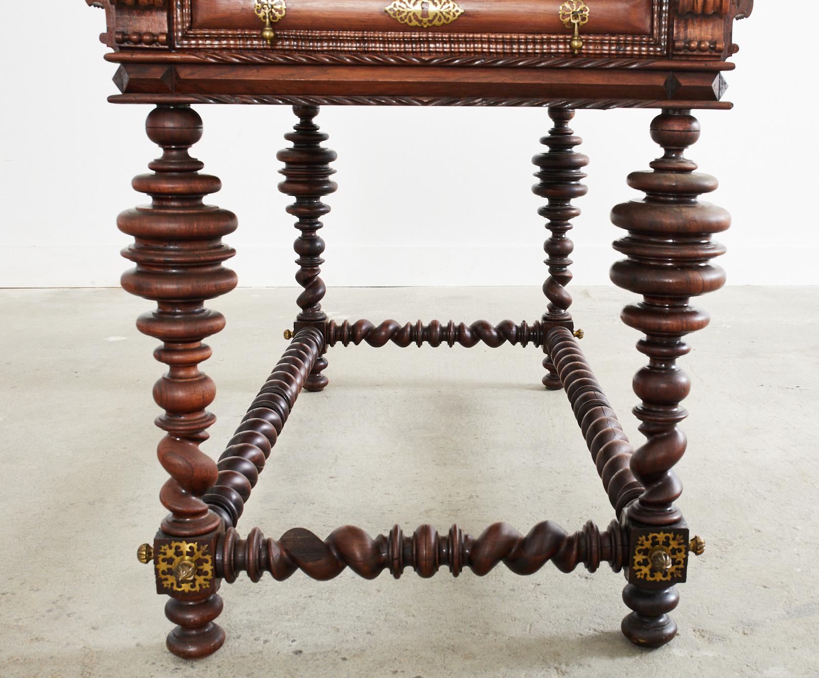 Important 19th Century Portuguese Baroque Style Mahogany Library Table 15