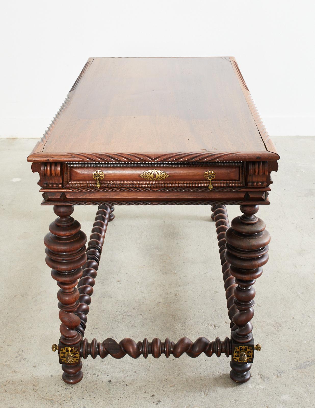 Important 19th Century Portuguese Baroque Style Mahogany Library Table 7