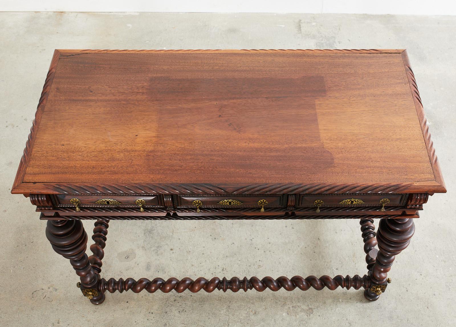 Important 19th Century Portuguese Baroque Style Mahogany Library Table 3