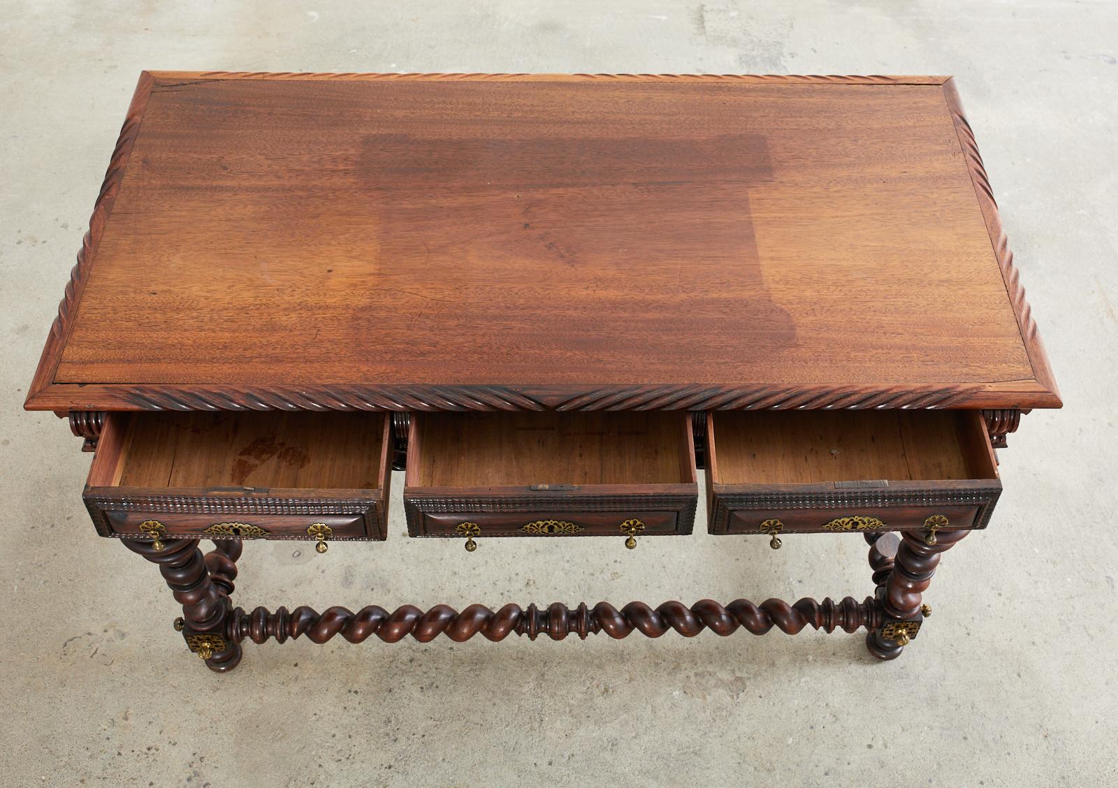 Important 19th Century Portuguese Baroque Style Mahogany Library Table 5