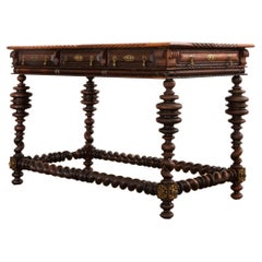 Important 19th Century Portuguese Baroque Style Mahogany Library Table