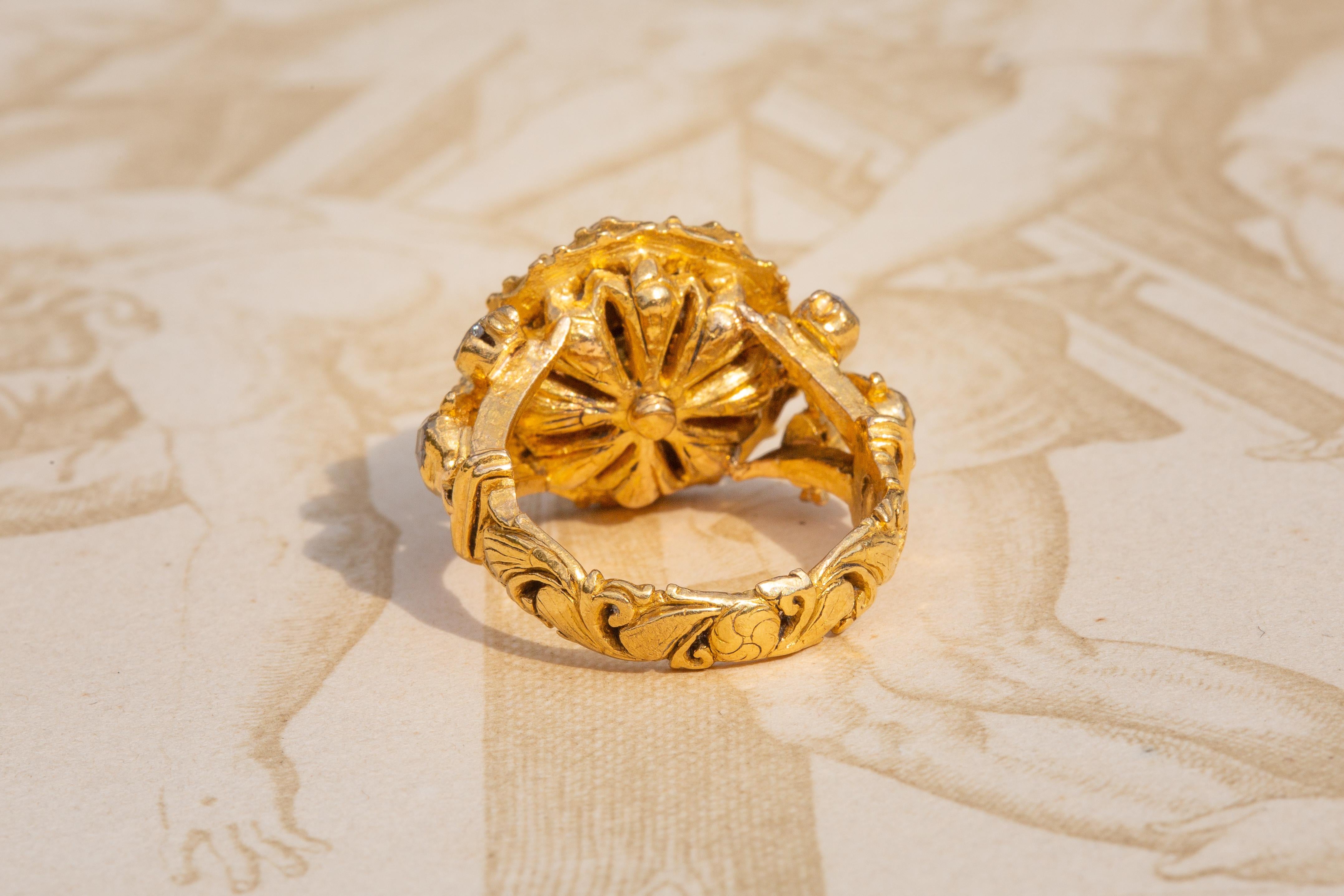 Important 19th Century Royal Siam Diamond Cluster Ring Museum-Grade Thai  For Sale 5