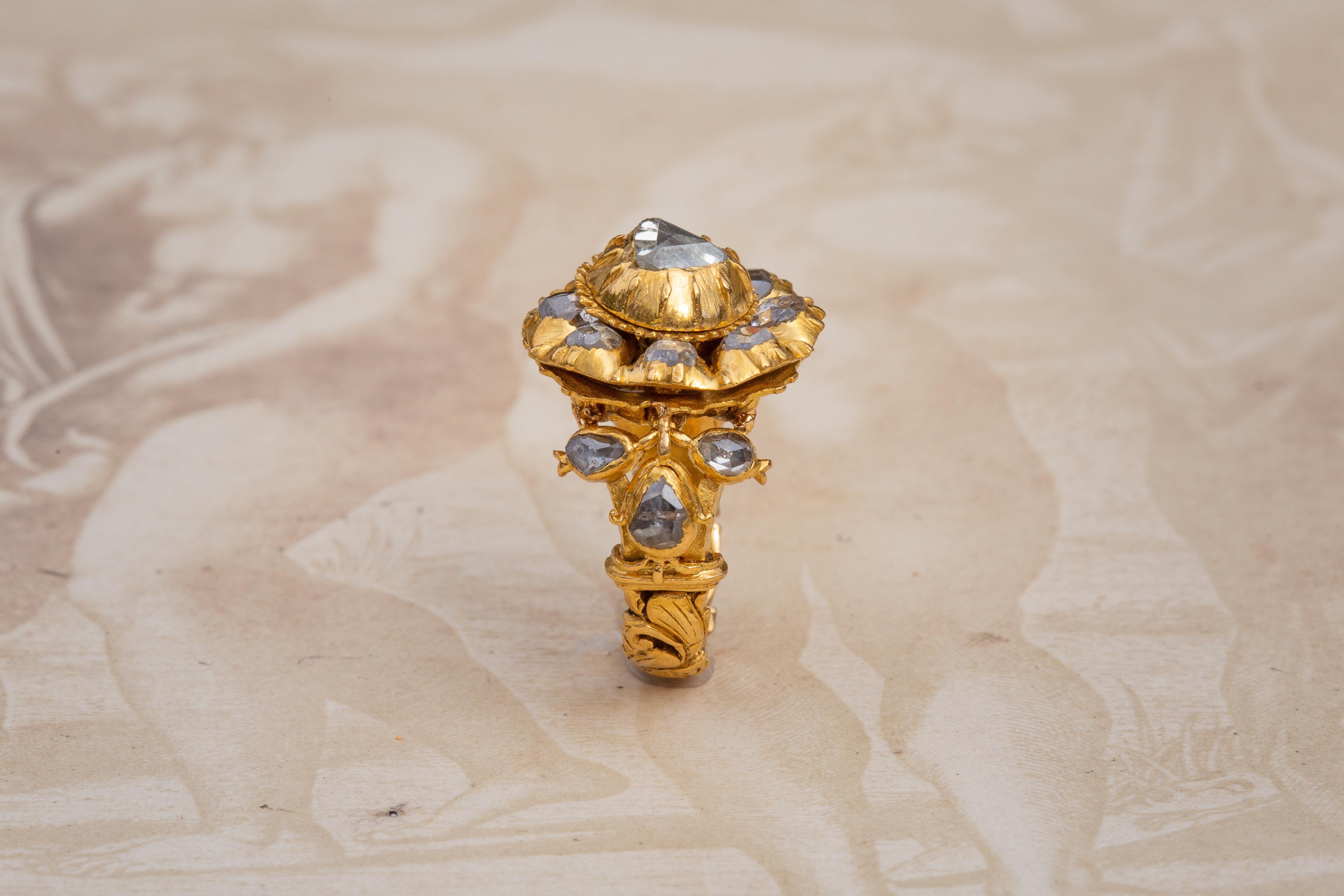Important 19th Century Royal Siam Diamond Cluster Ring Museum-Grade Thai  For Sale 5