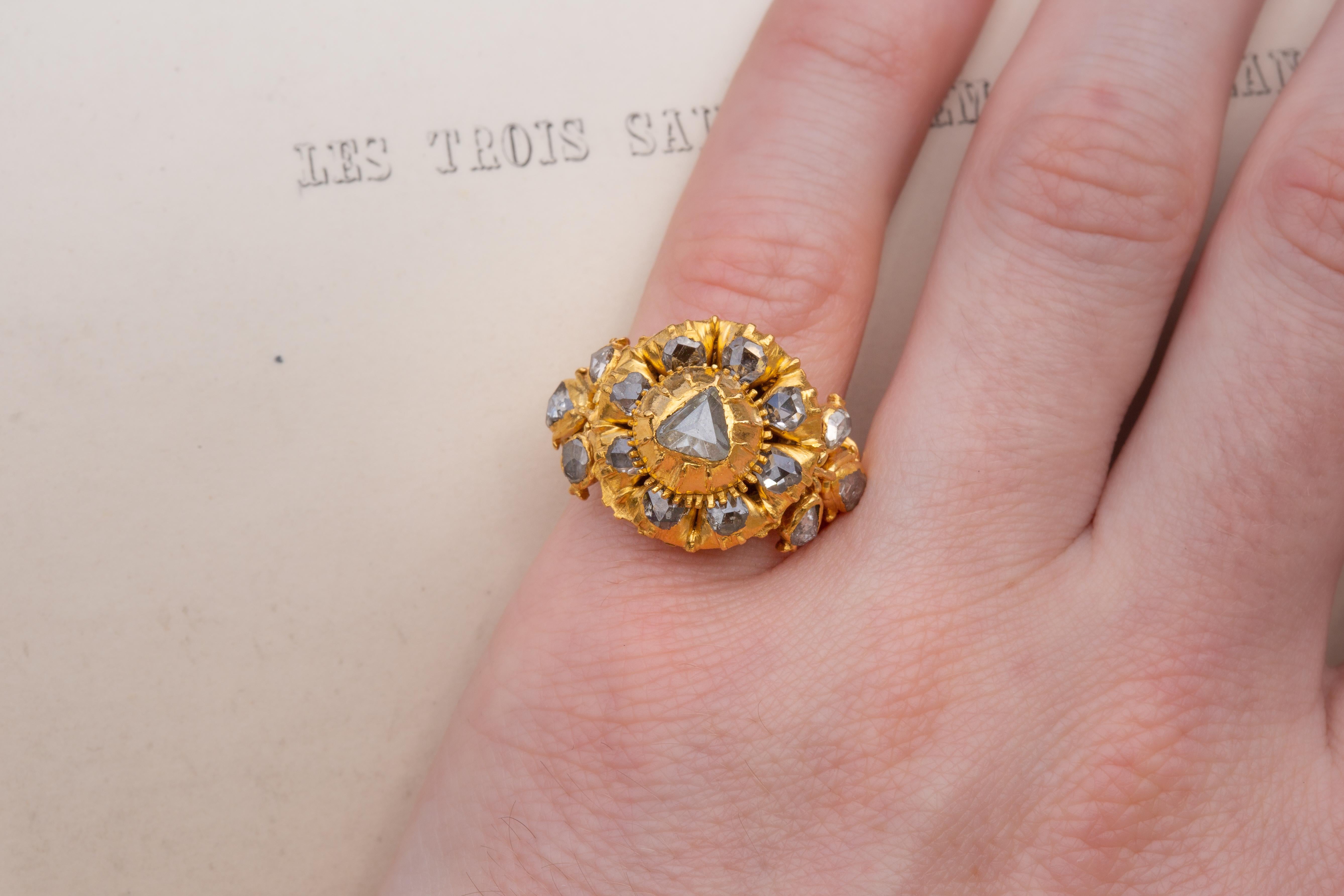 Important 19th Century Royal Siam Diamond Cluster Ring Museum-Grade Thai  For Sale 8