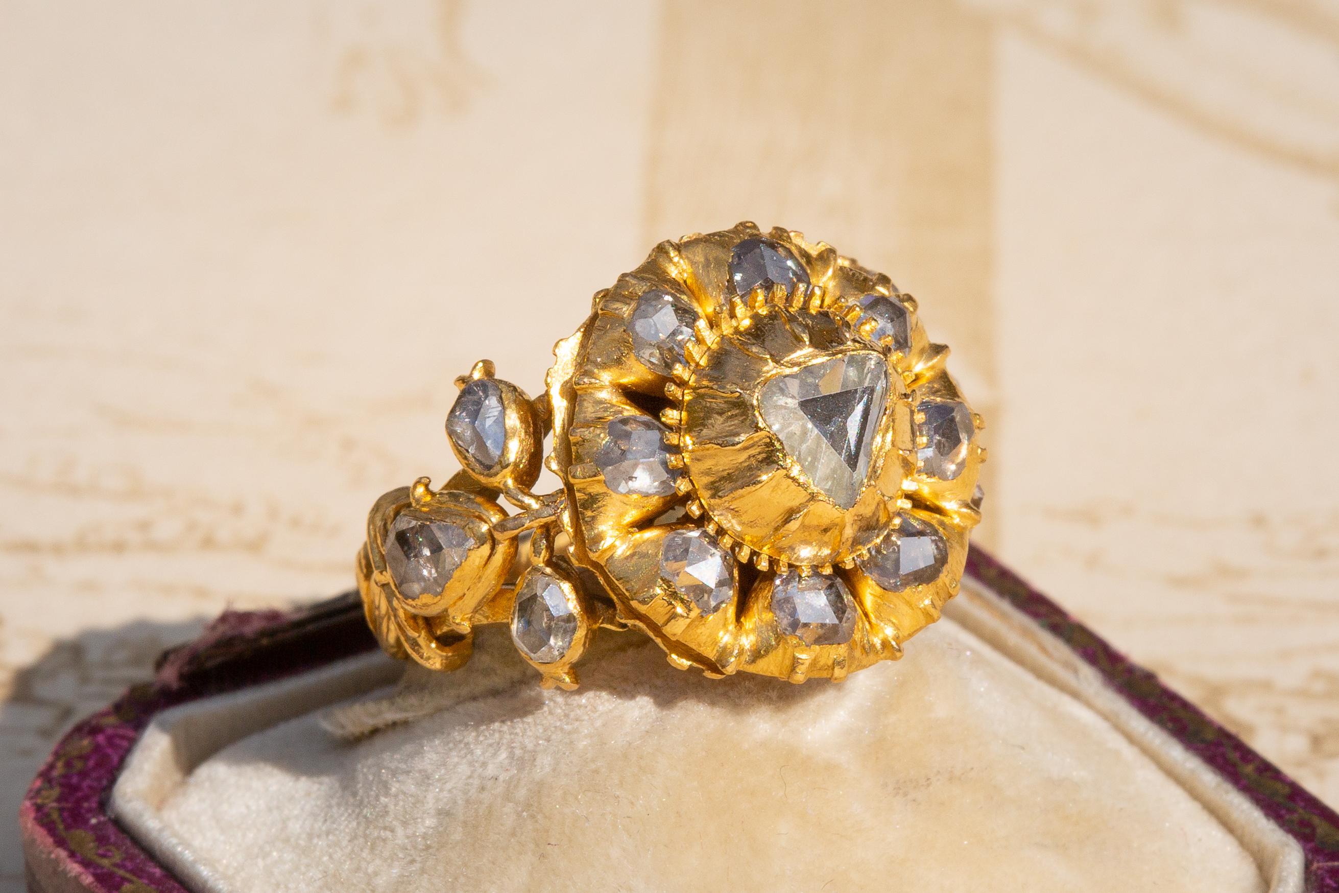 Important 19th Century Royal Siam Diamond Cluster Ring Museum-Grade Thai  For Sale 11