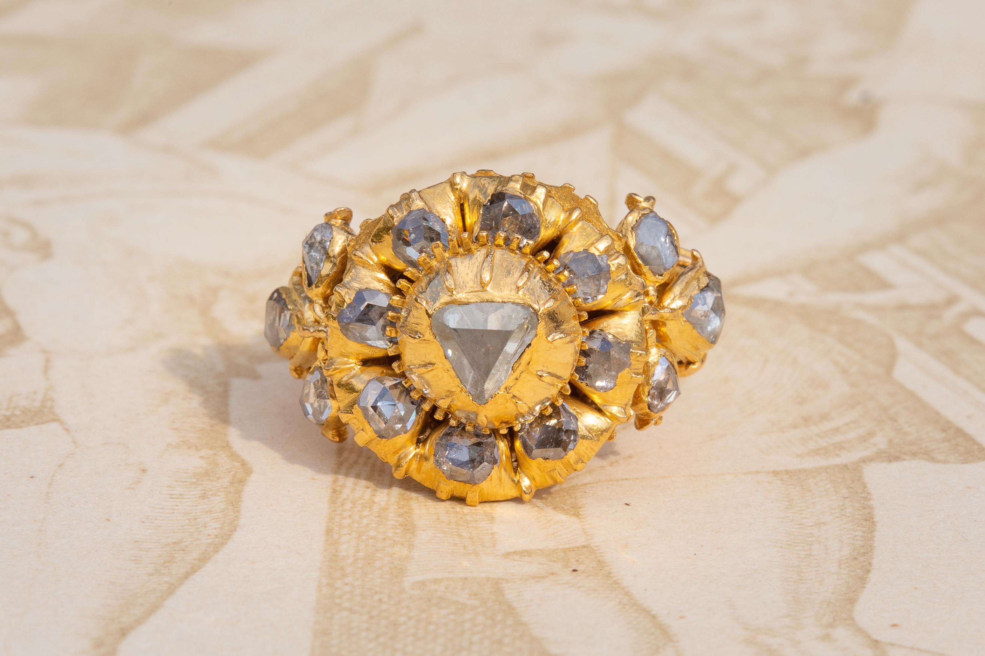Important 19th Century Royal Siam Diamond Cluster Ring Museum-Grade Thai  For Sale 13