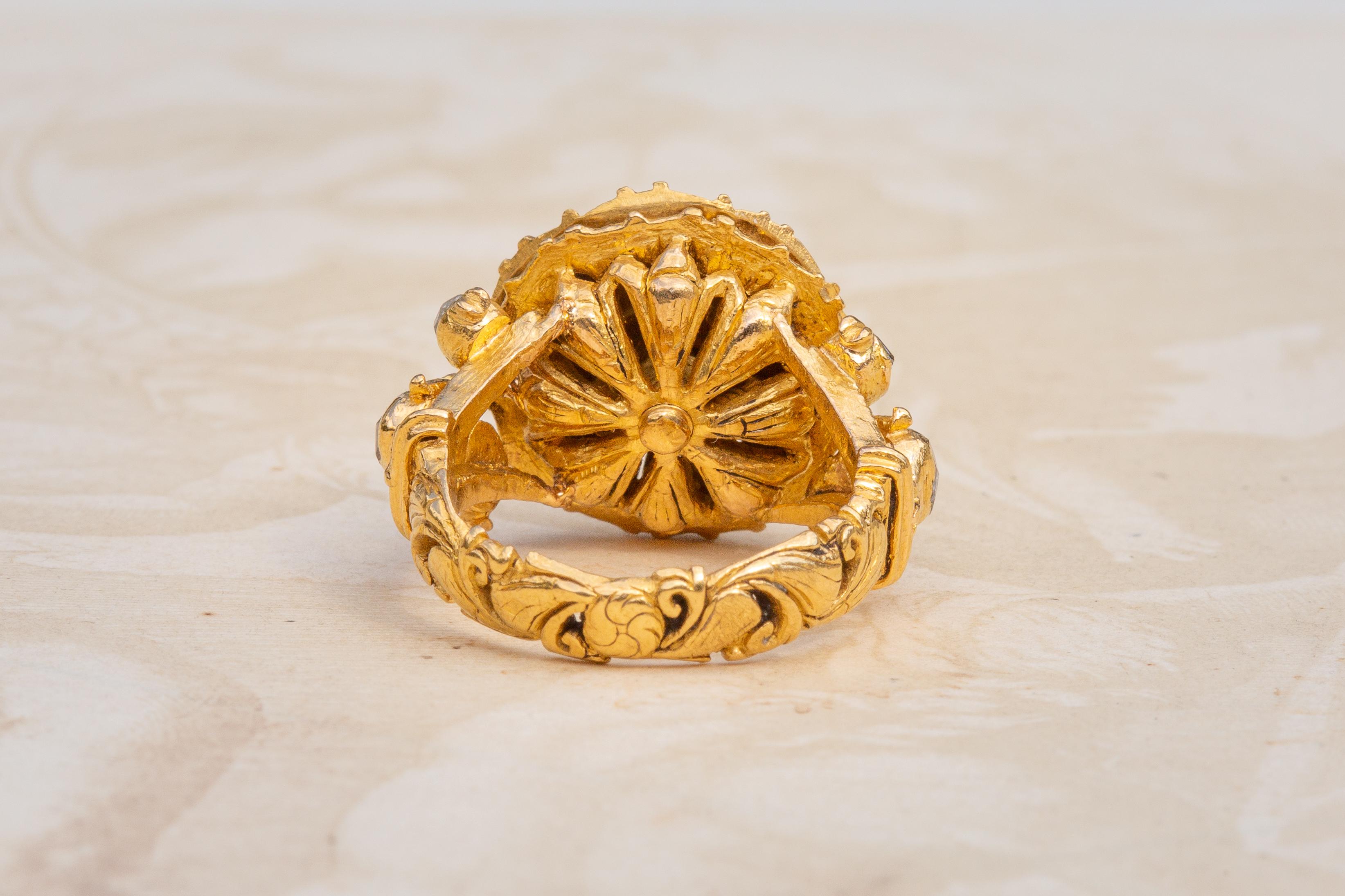 Victorian Important 19th Century Royal Siam Diamond Cluster Ring Museum-Grade Thai  For Sale