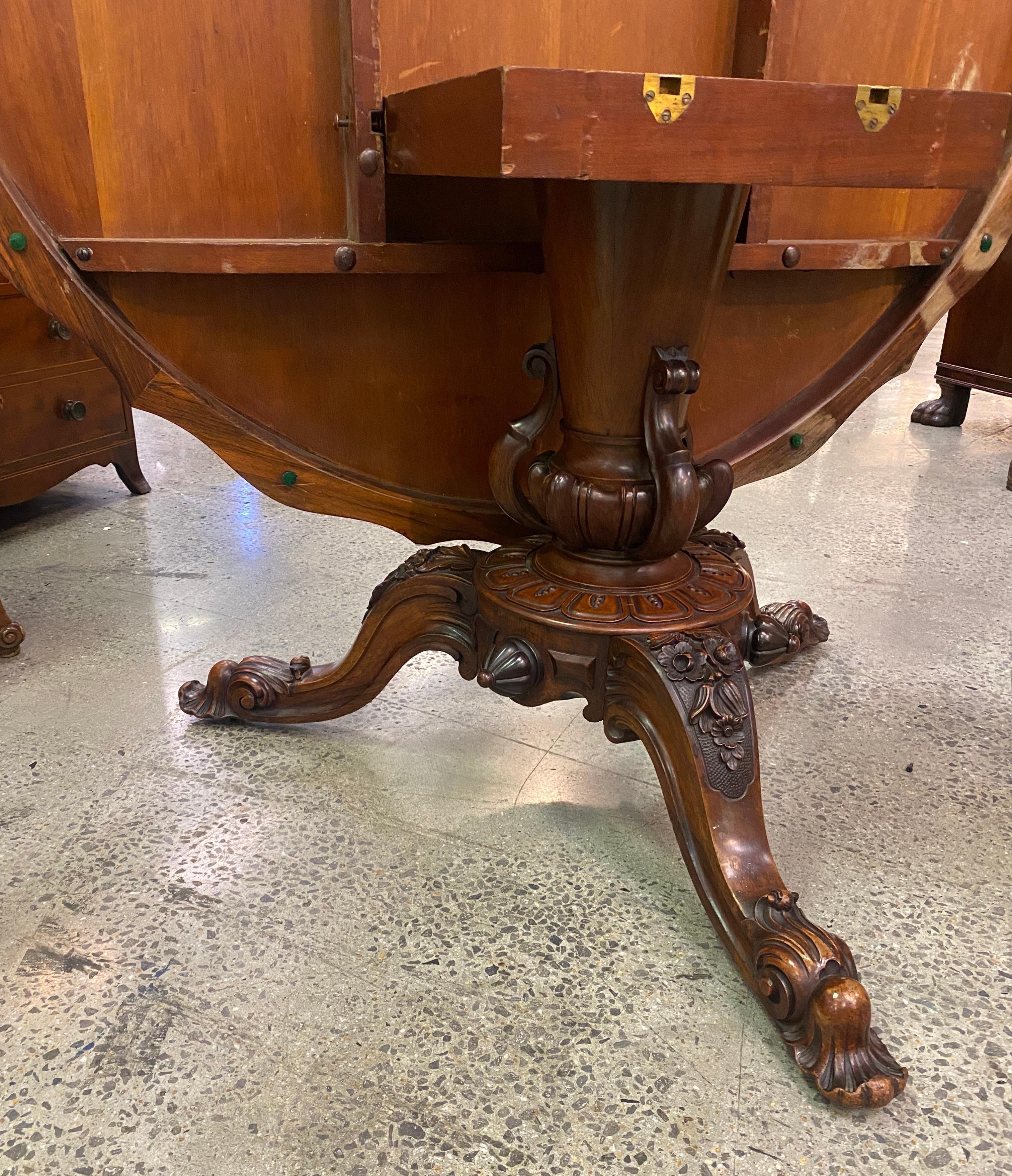 Important 19th Century Signed Irish Rosewood Center Table with Marquetry Inlay For Sale 5