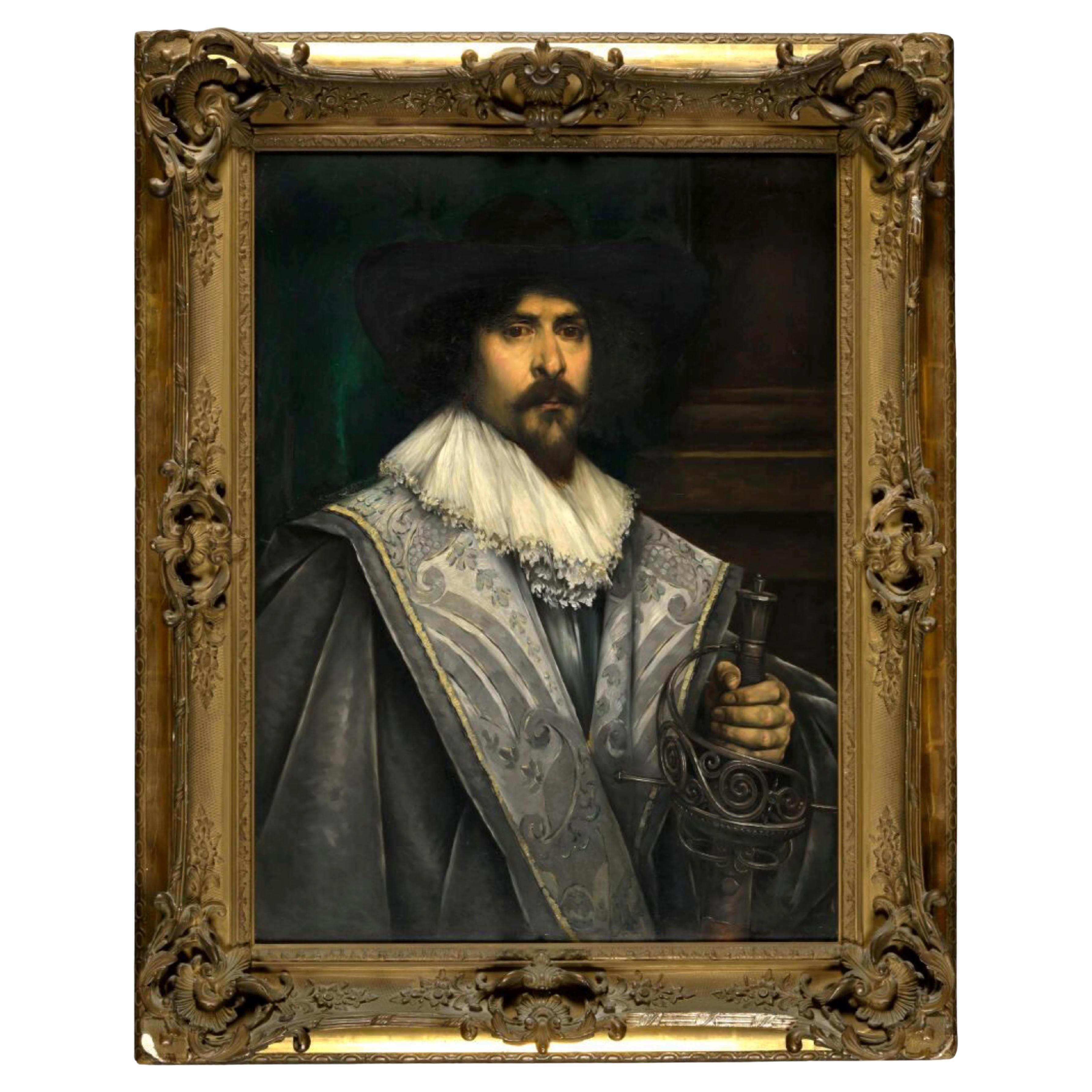 Importante opera della Spanish School del XIX secolo: "Ritratto di moschettiere".